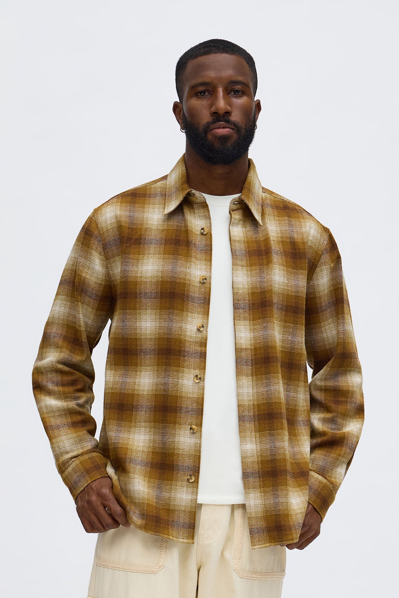 Relaxed Denali Plaid Button Up Shirt - Brown