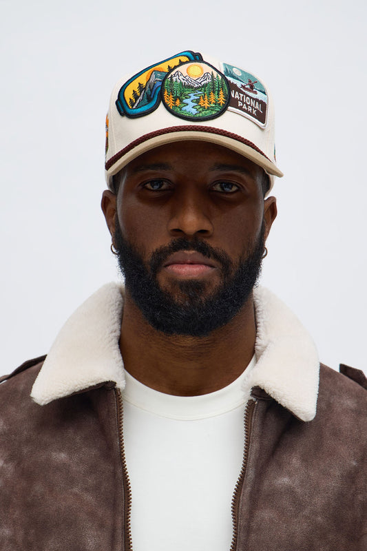 Camp Badge Structured Snapback Hat - Stone/Combo