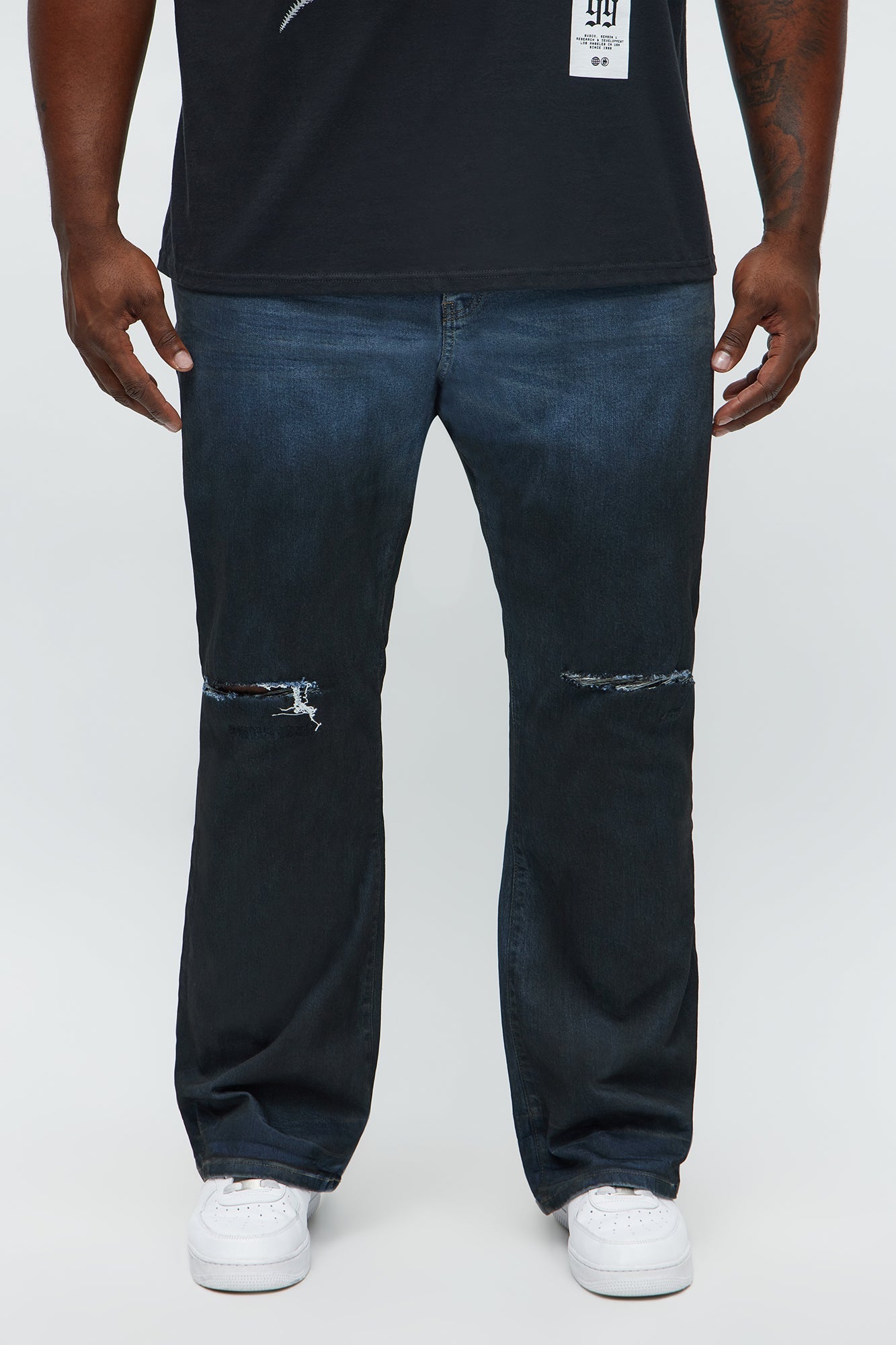 Stacked Skinny Flare Vacancy Distressed Jean - Vintage Blue Wash