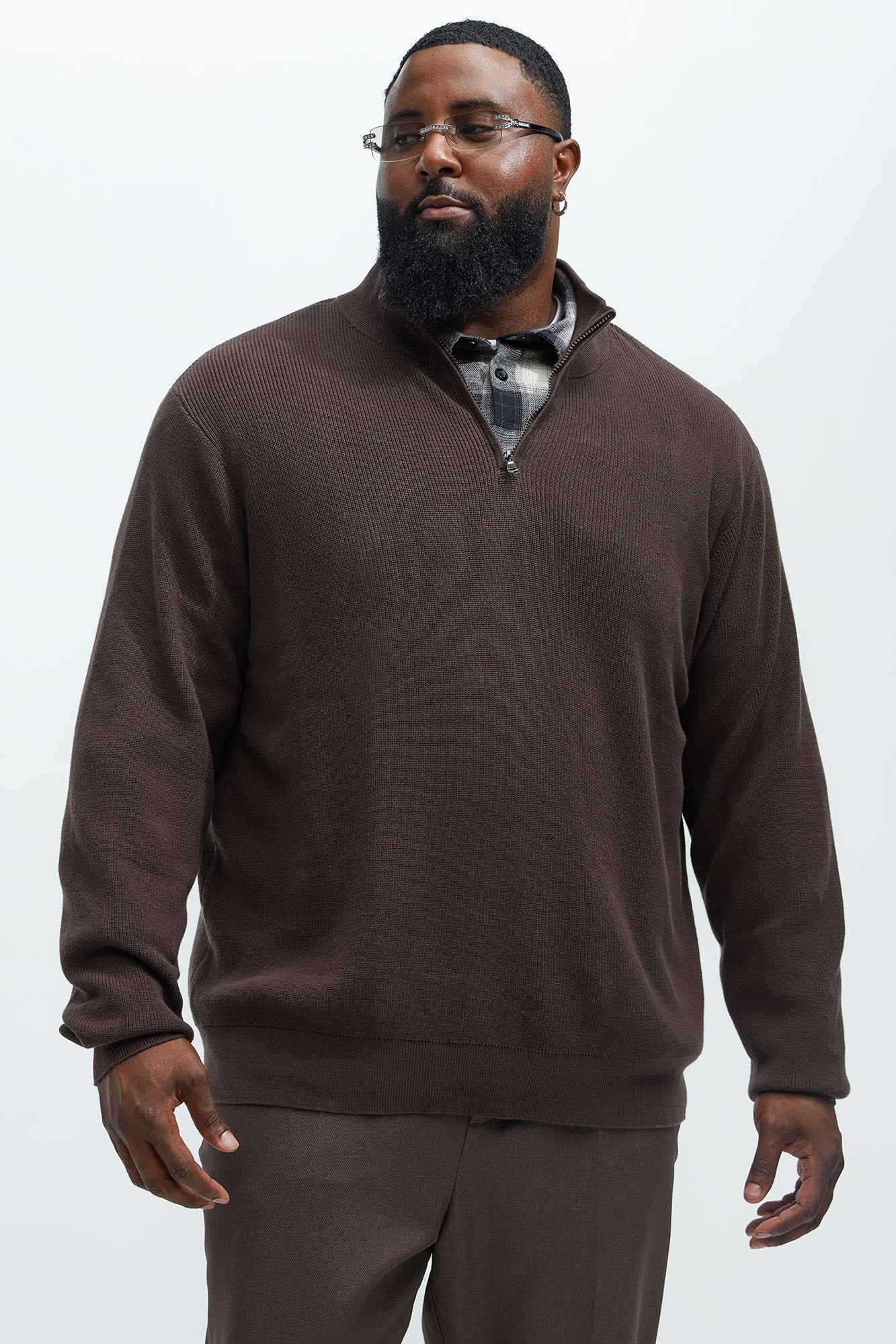 Shawn Quarter Zip Sweater - Brown