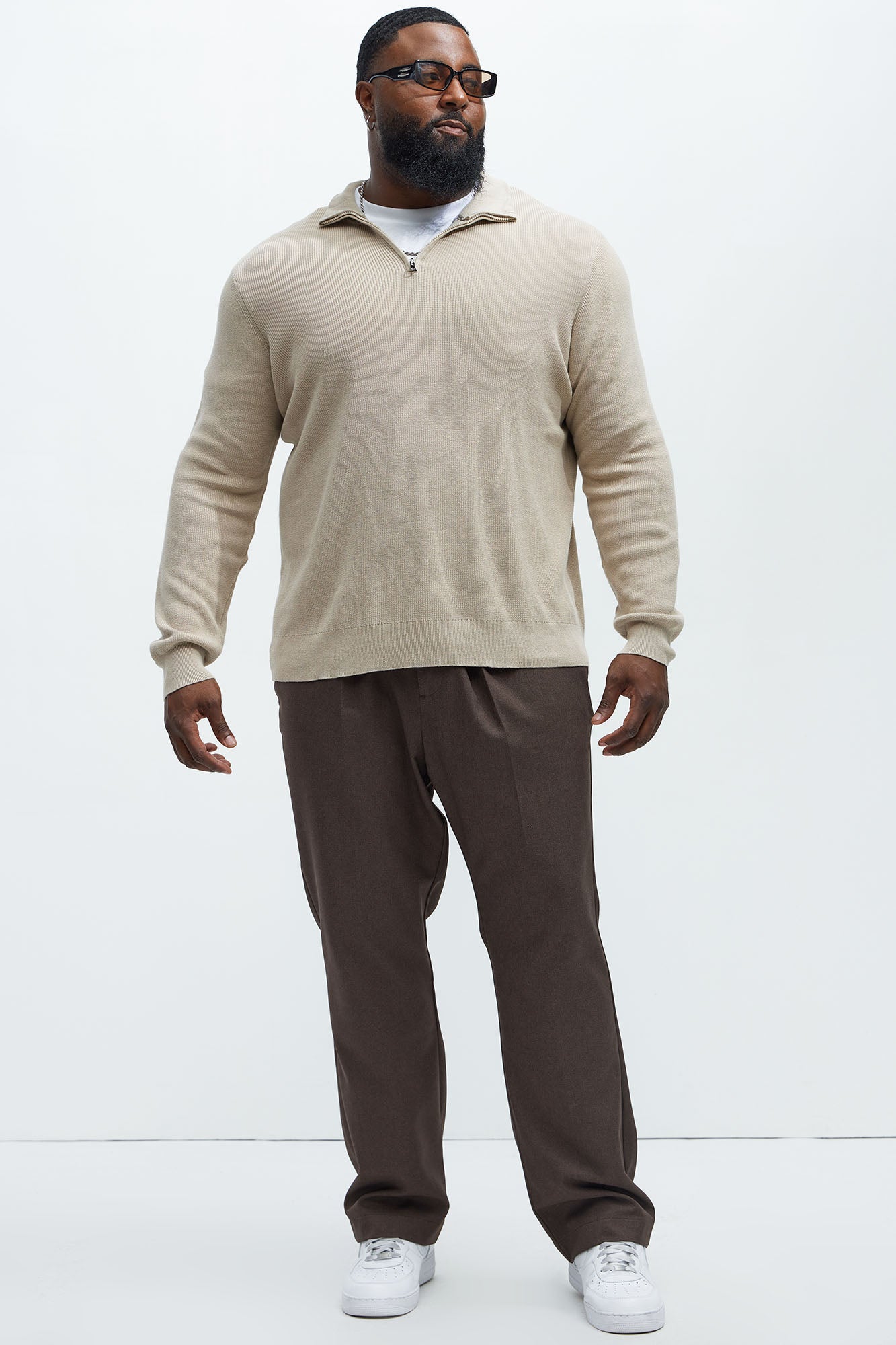 Shawn Quarter Zip Sweater - Tan