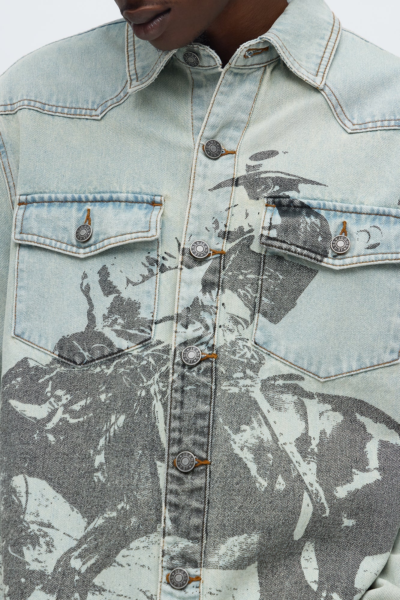 Relaxed Cowboy Hit Denim Button Up Shirt - Vintage Blue Wash