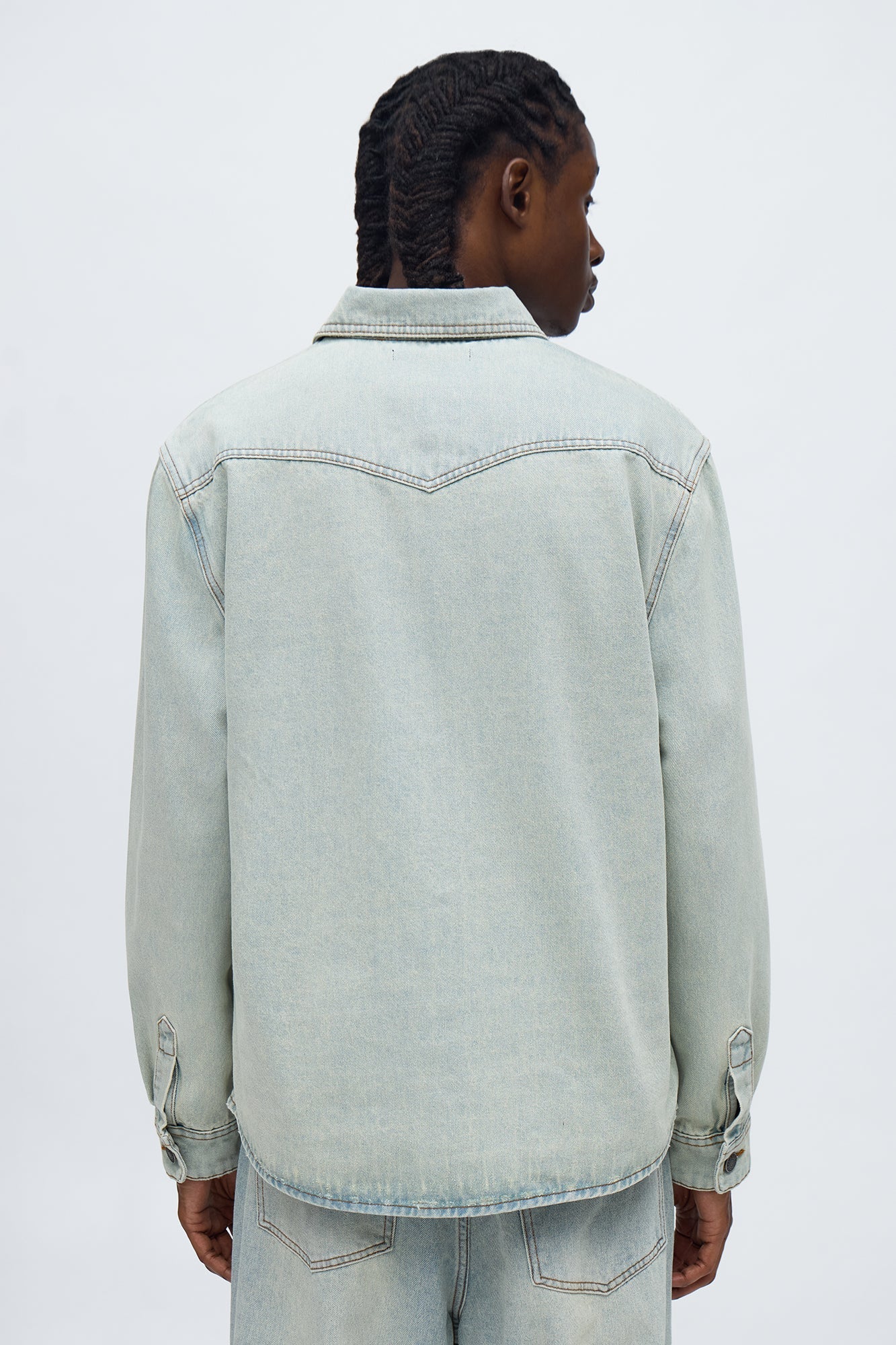 Relaxed Cowboy Hit Denim Button Up Shirt - Vintage Blue Wash