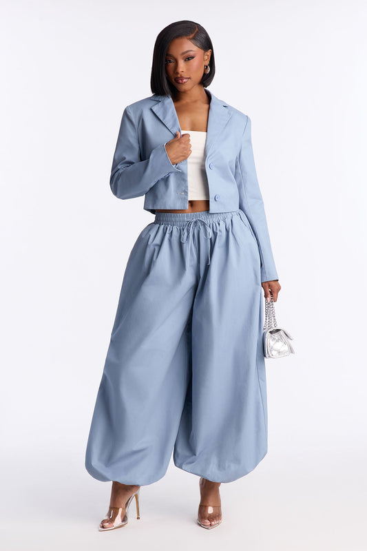 Hailey Blazer Balloon Pant Set - Blue