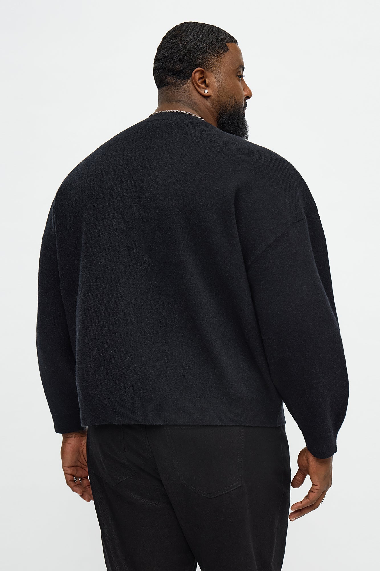 Cropped Clover Academic Sweater Cardigan - Black