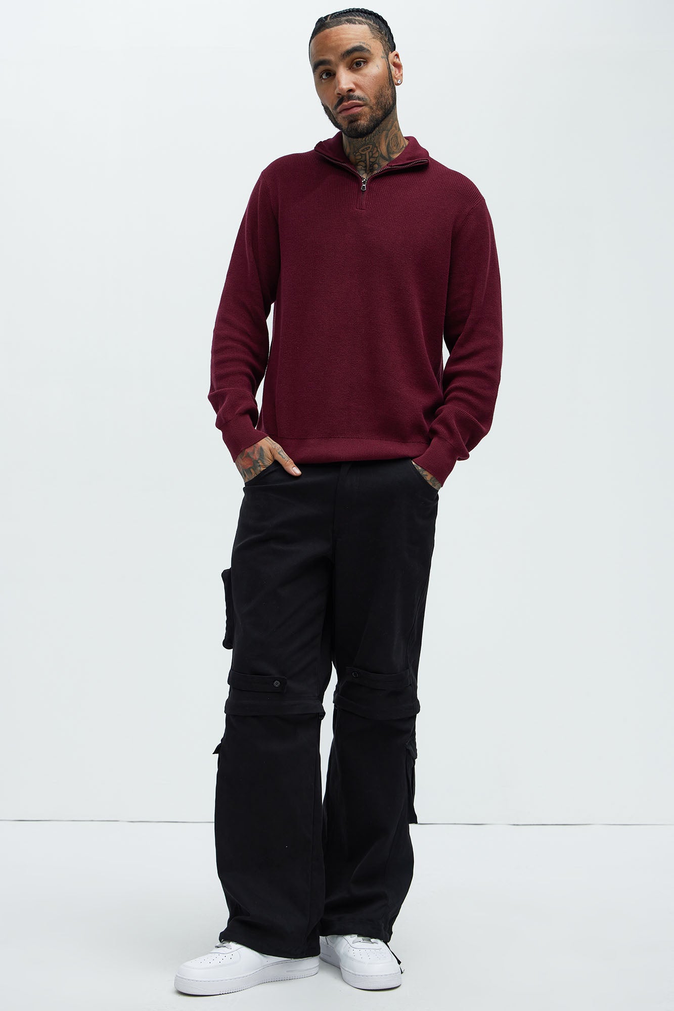 Shawn Quarter Zip Sweater - Red