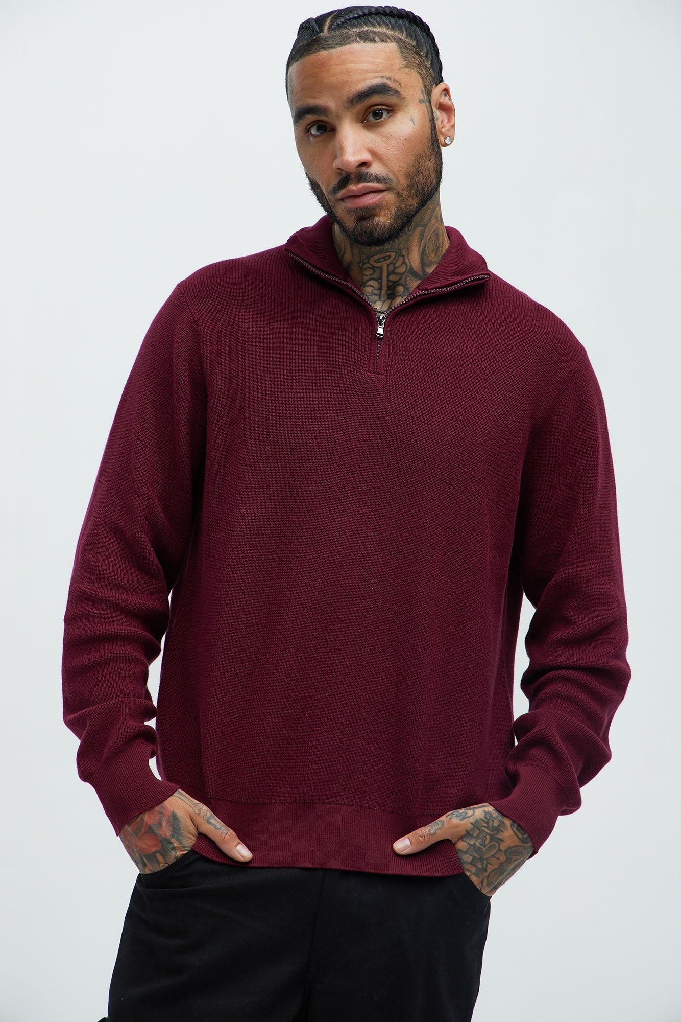 Shawn Quarter Zip Sweater - Red