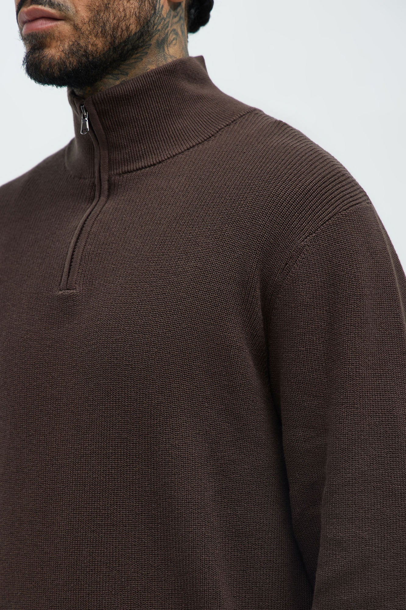 Shawn Quarter Zip Sweater - Brown