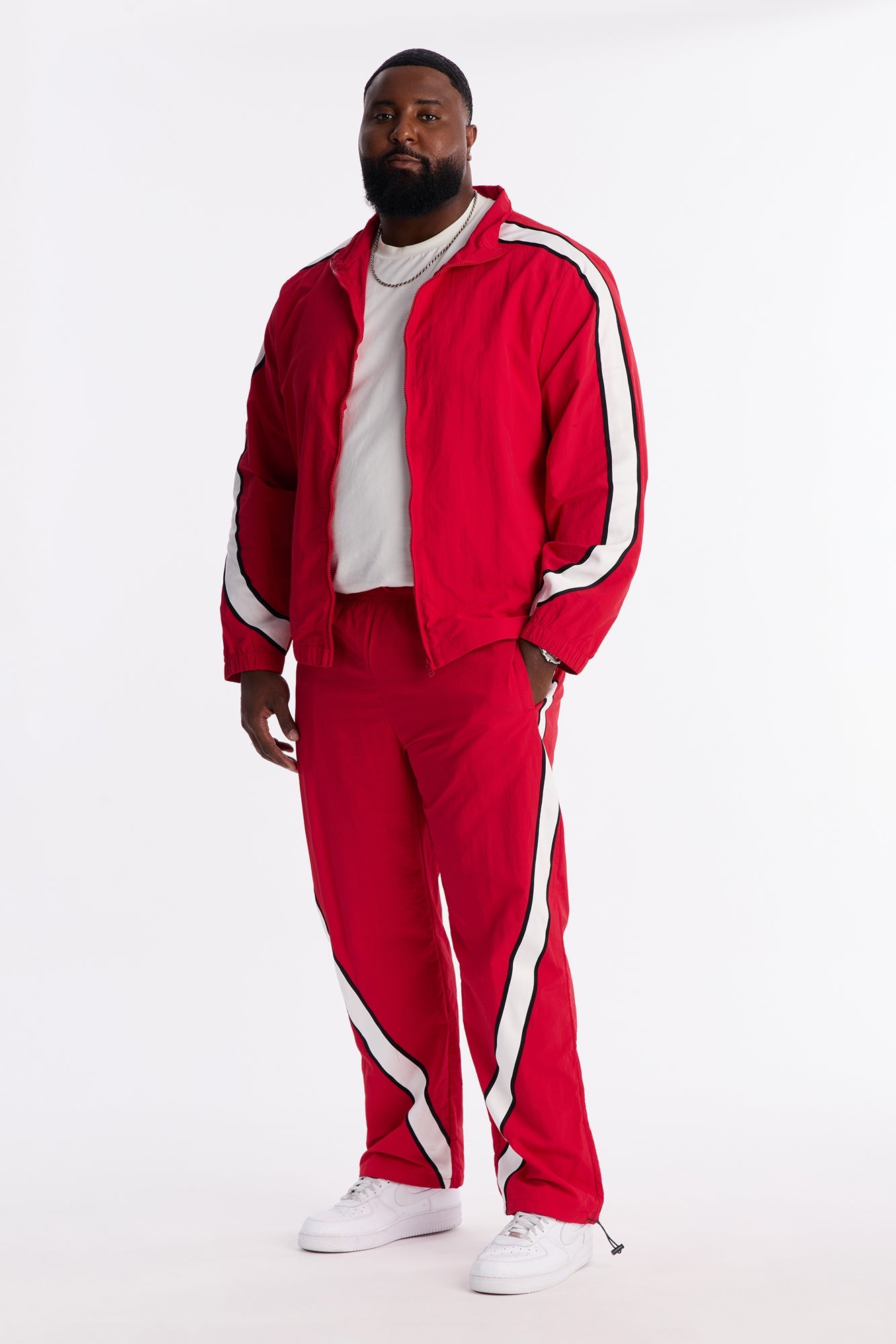 Straight Prep The Field Color Block Nylon Pant - Red/combo