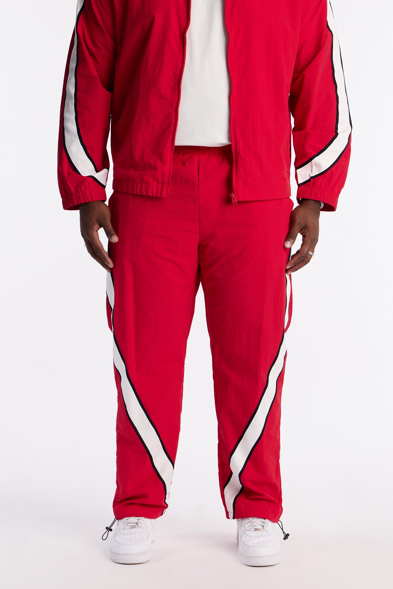 Straight Prep The Field Color Block Nylon Pant - Red/combo