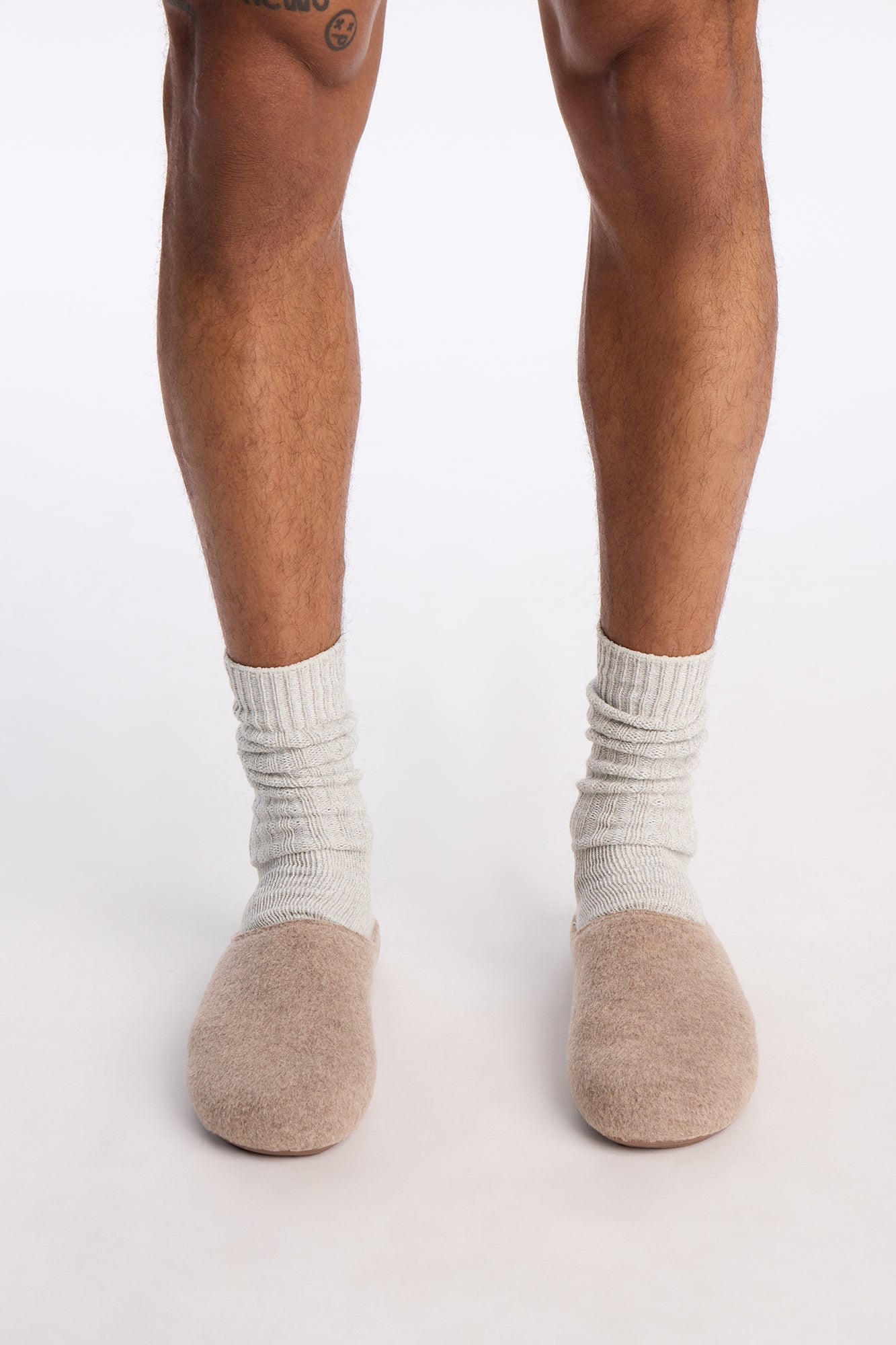 Brushed Texture Slip On Mule - Beige