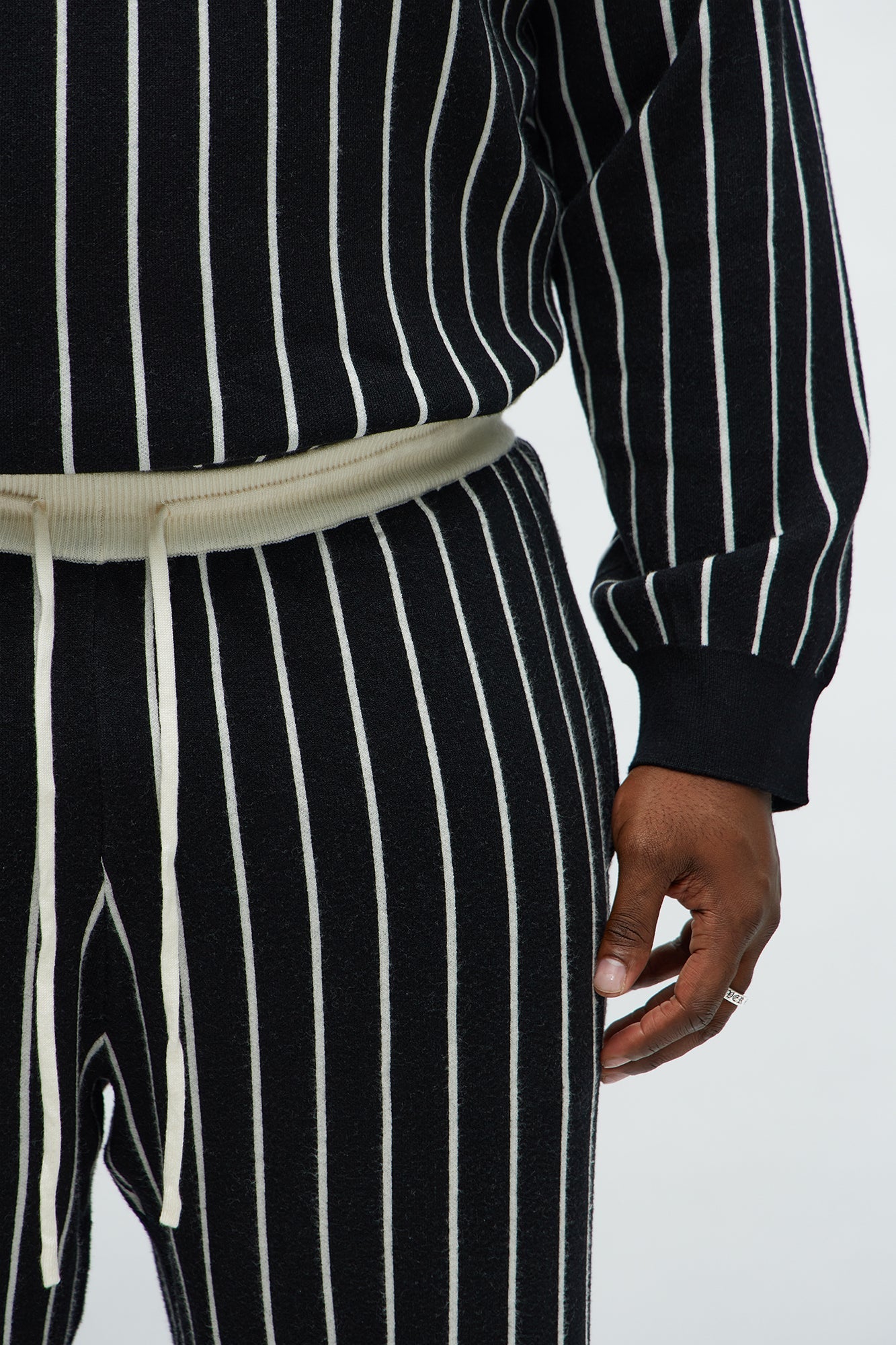Straight Pinstripe Posh Sweater Knit Pant - Black/combo