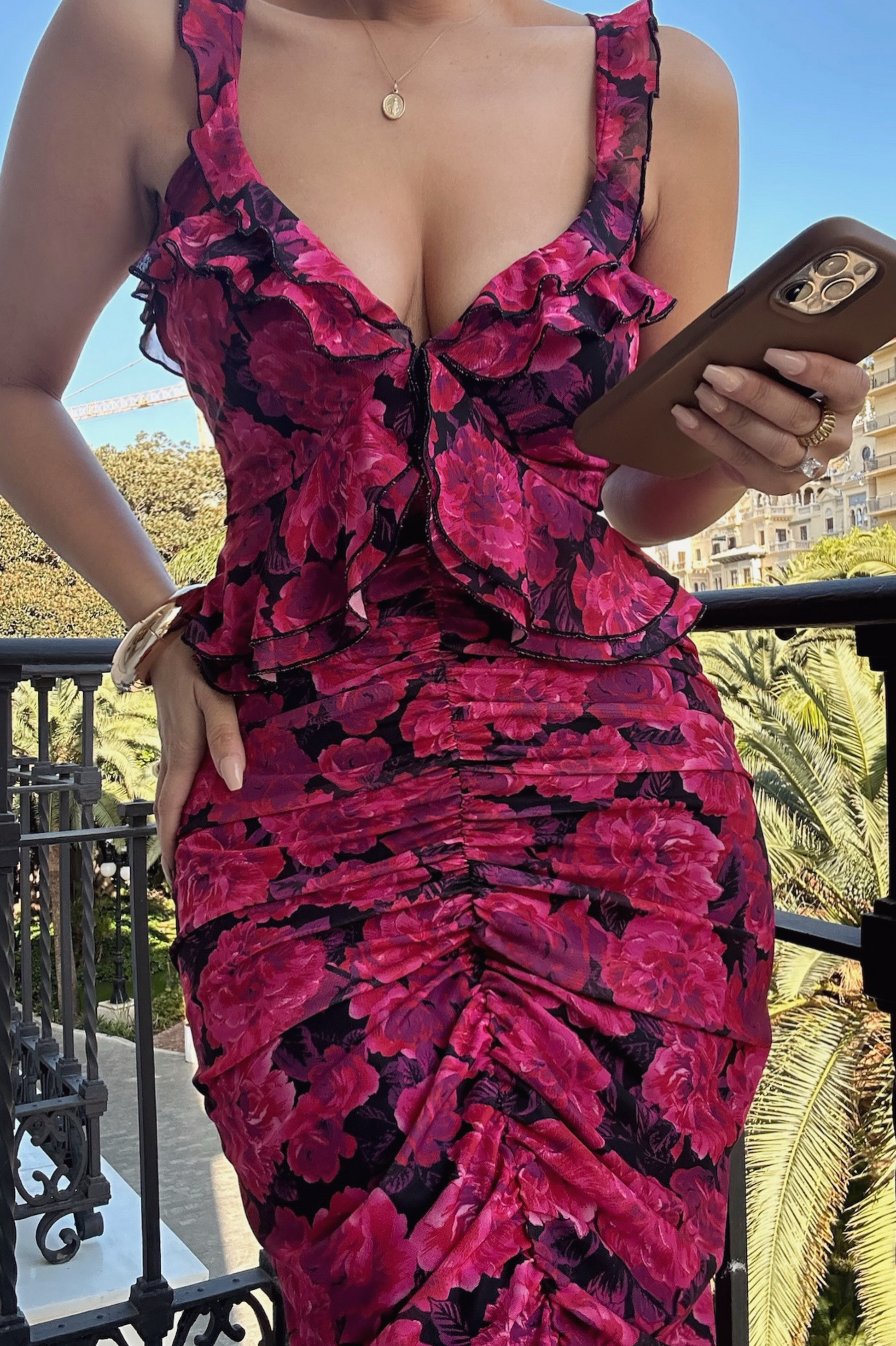 Pink  La Costa Ruffle Maxi Dress JLUXLABEL