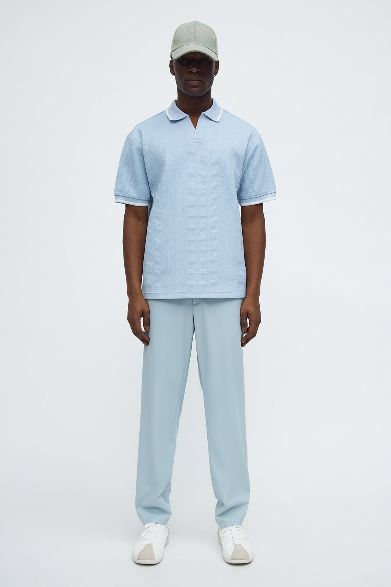 Versailles Grid Polo - Light Blue