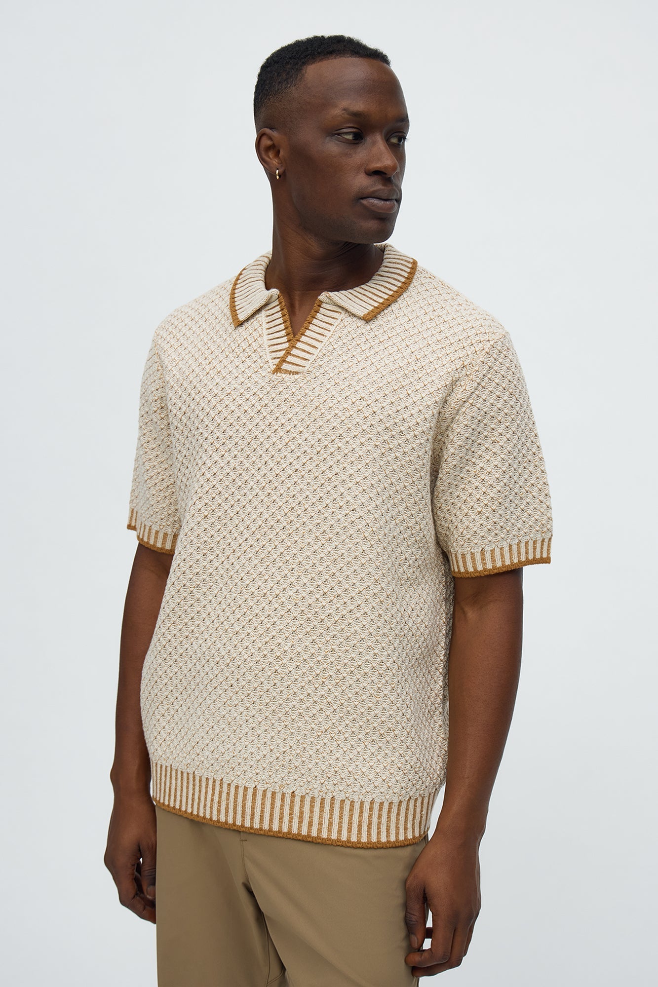 Knit Mercer Johnny Polo - Brown