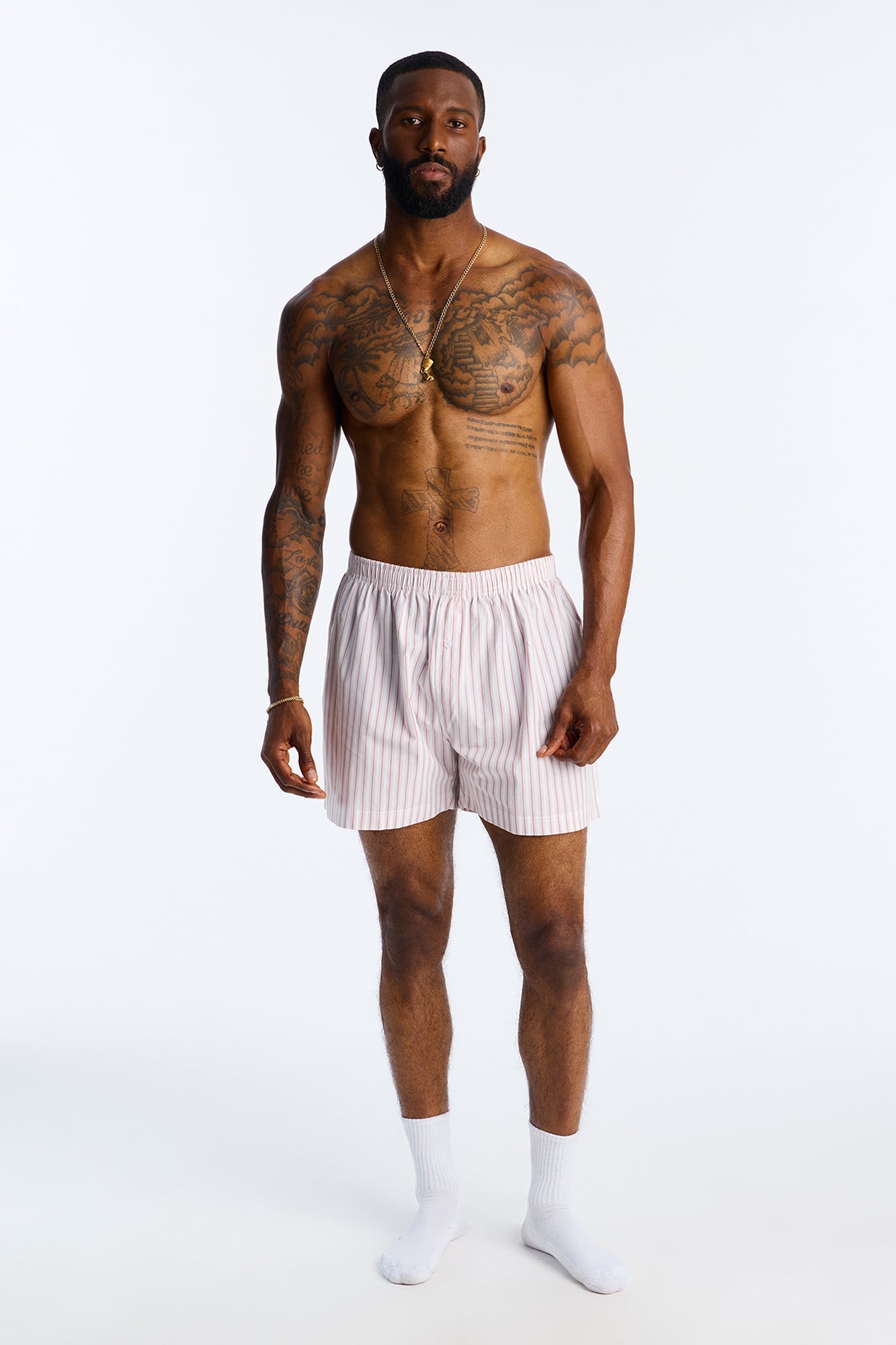Classic Striped Cotton Boxer - Tan