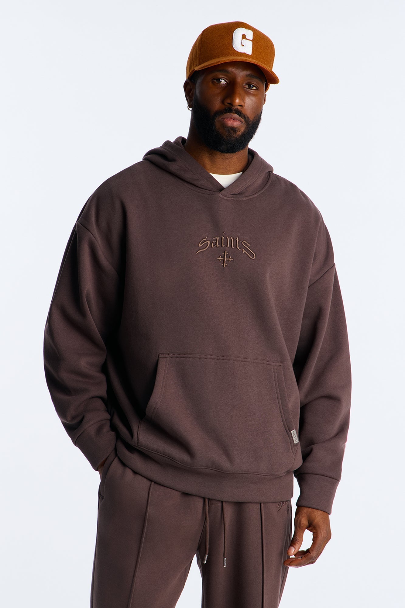 Saints Studio Embroidered Hoodie - Chocolate