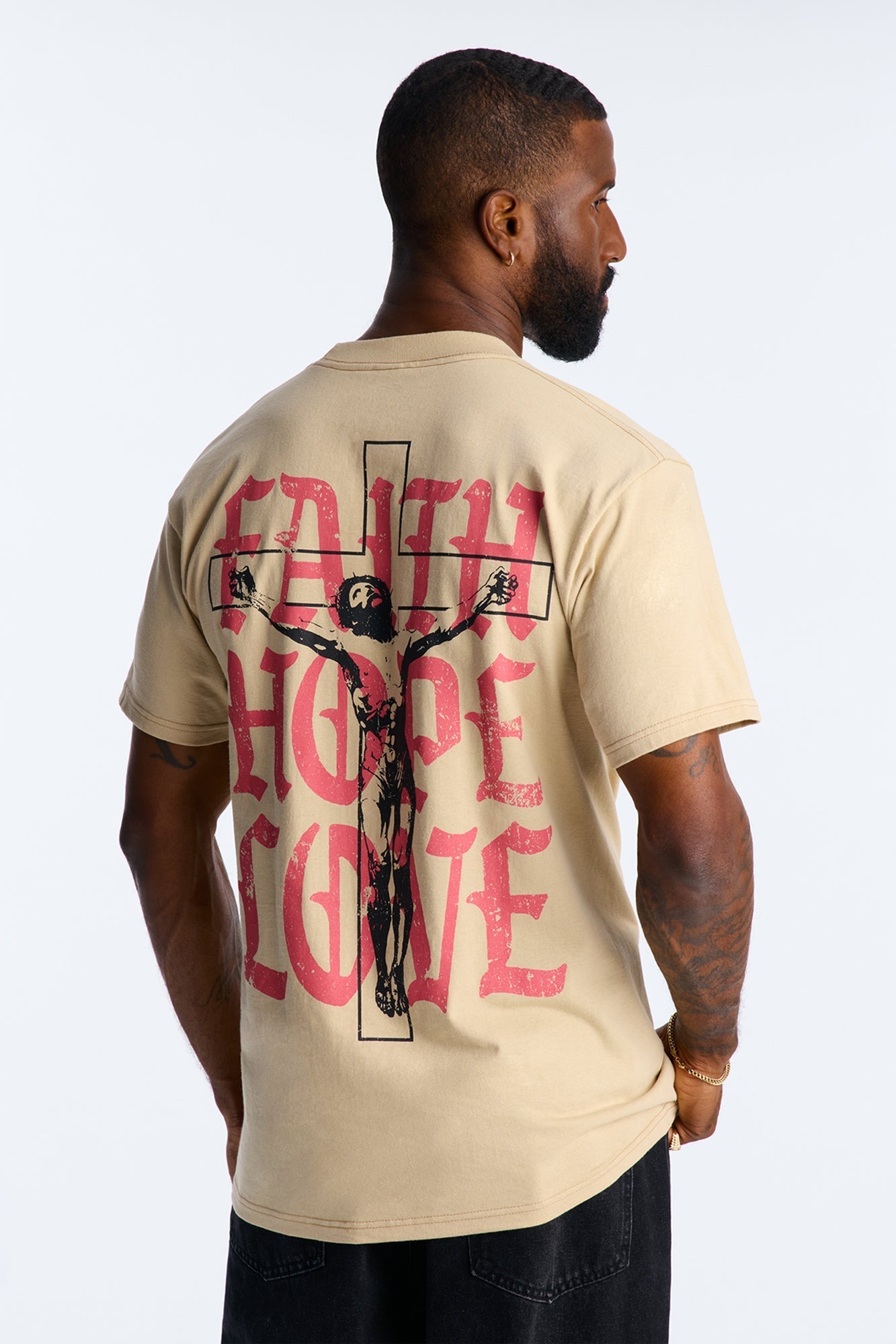 Faith Hope Love Short Sleeve Tee - Sand