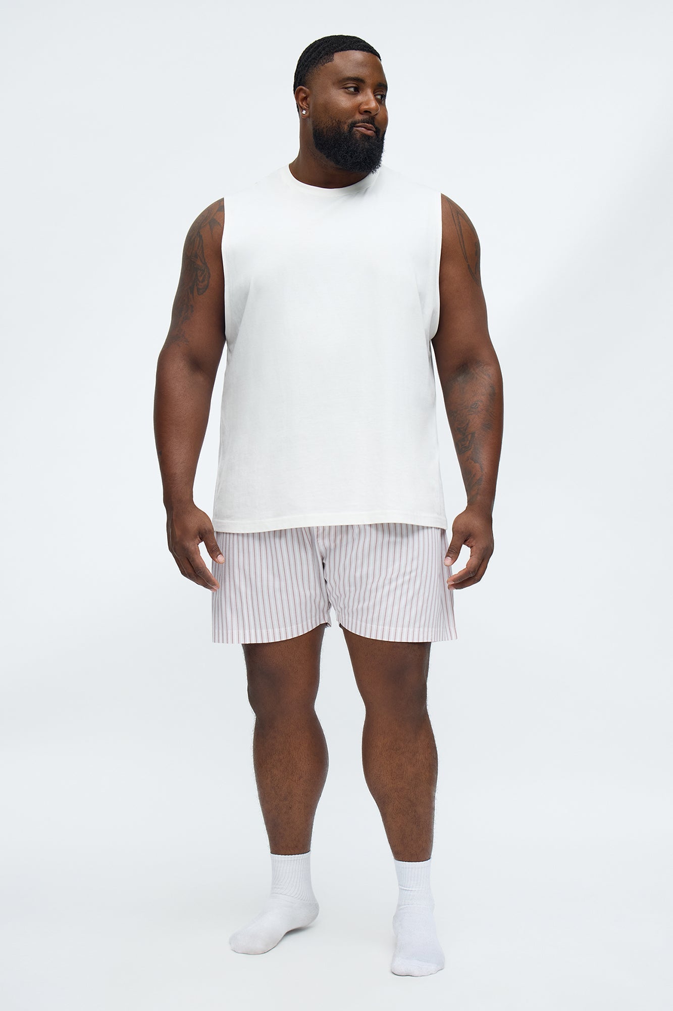 Classic Striped Cotton Boxer - Tan