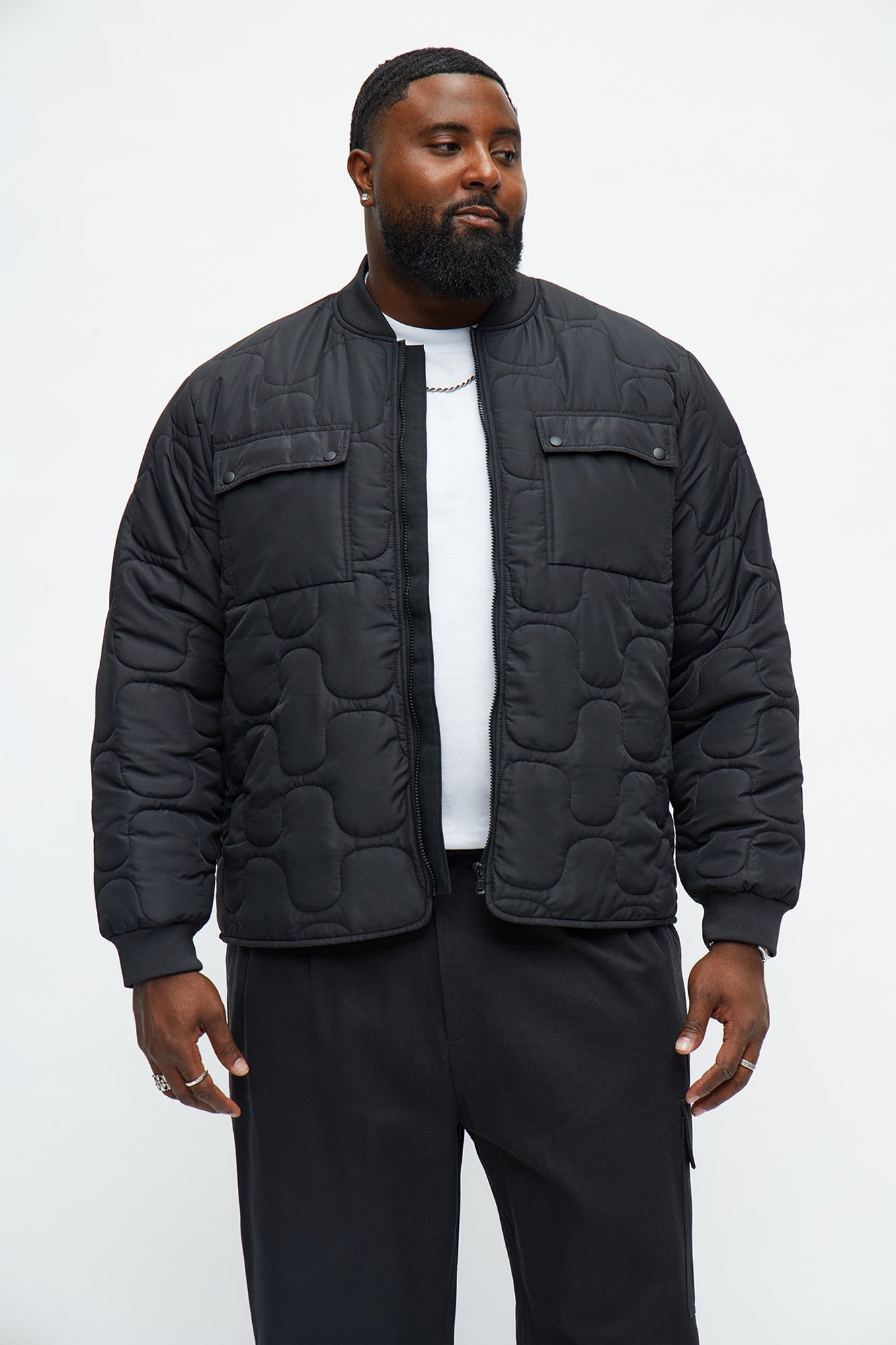 Geo Quilted Jacket - Black