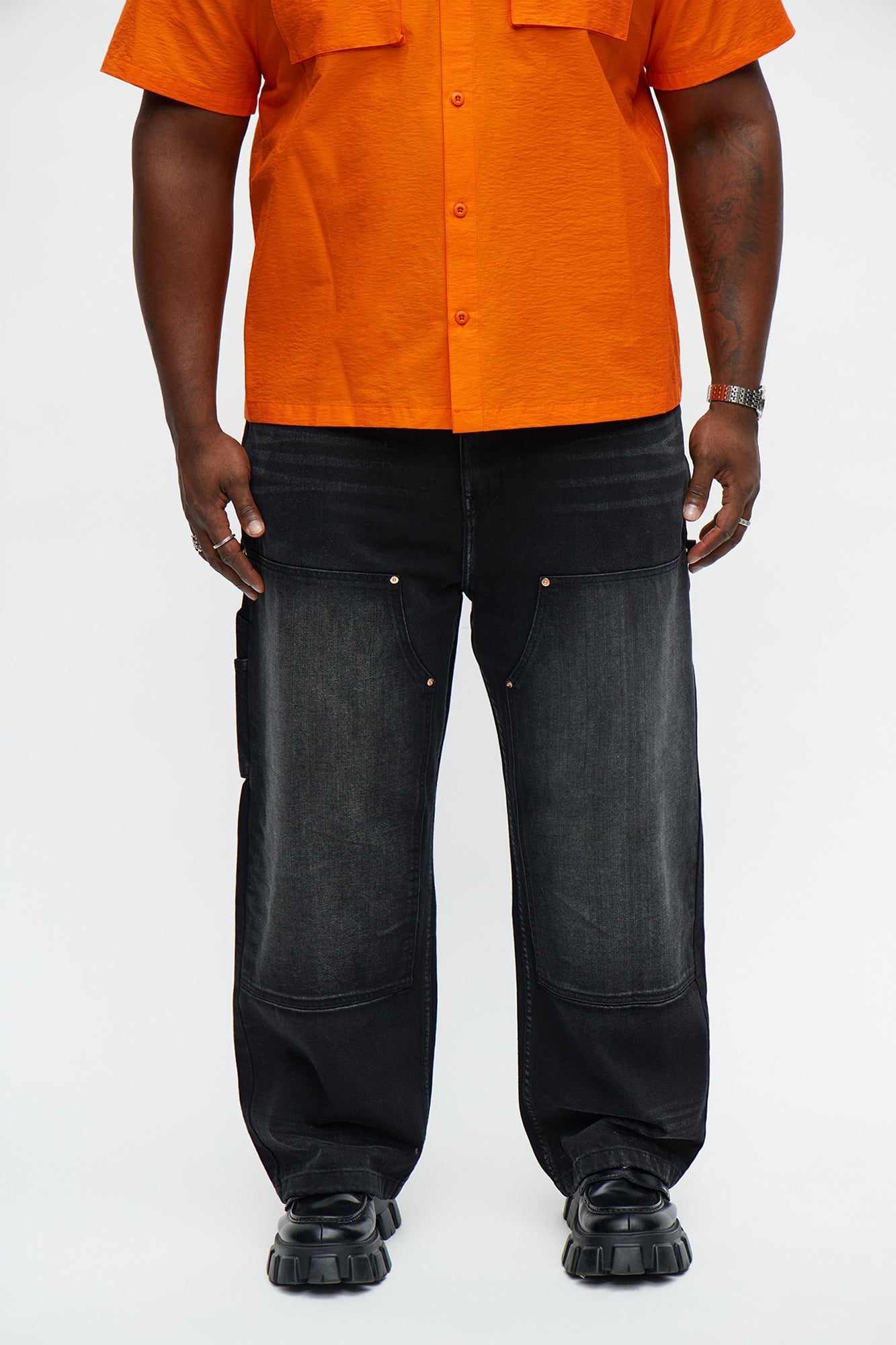 Baggy Double Knee Jean - Black Wash