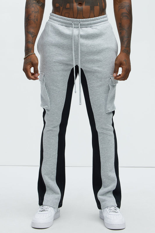 Tyson Flared Cargo Sweatpants - Heather Grey