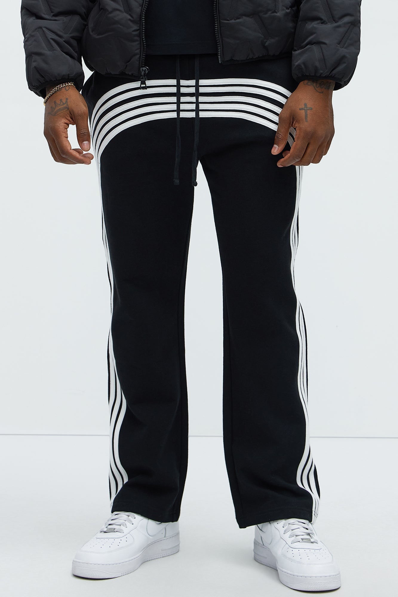 Tyson Race Course Striped Sweatpants - Black