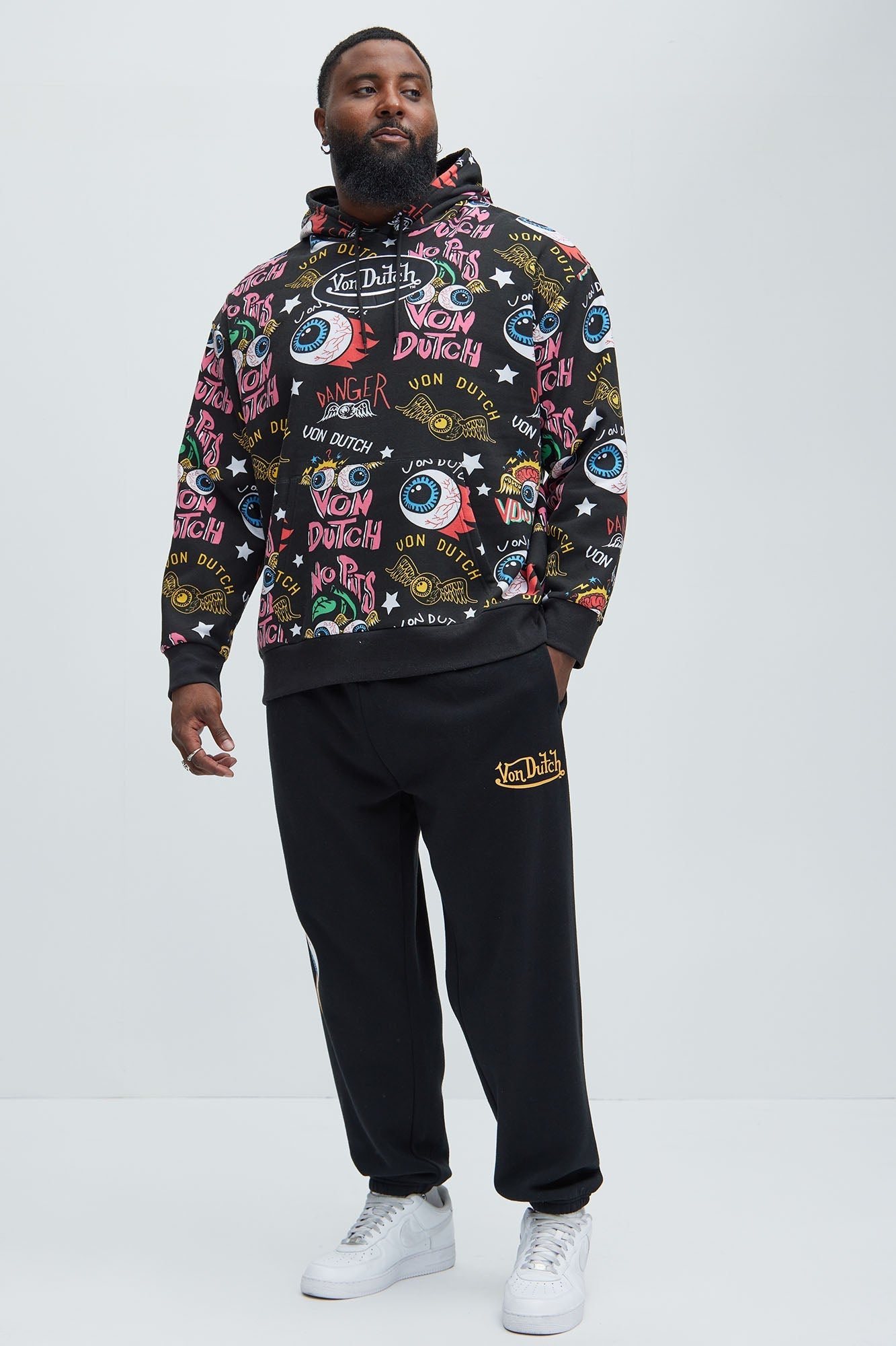 Von Dutch All Over Print Hoodie - Black