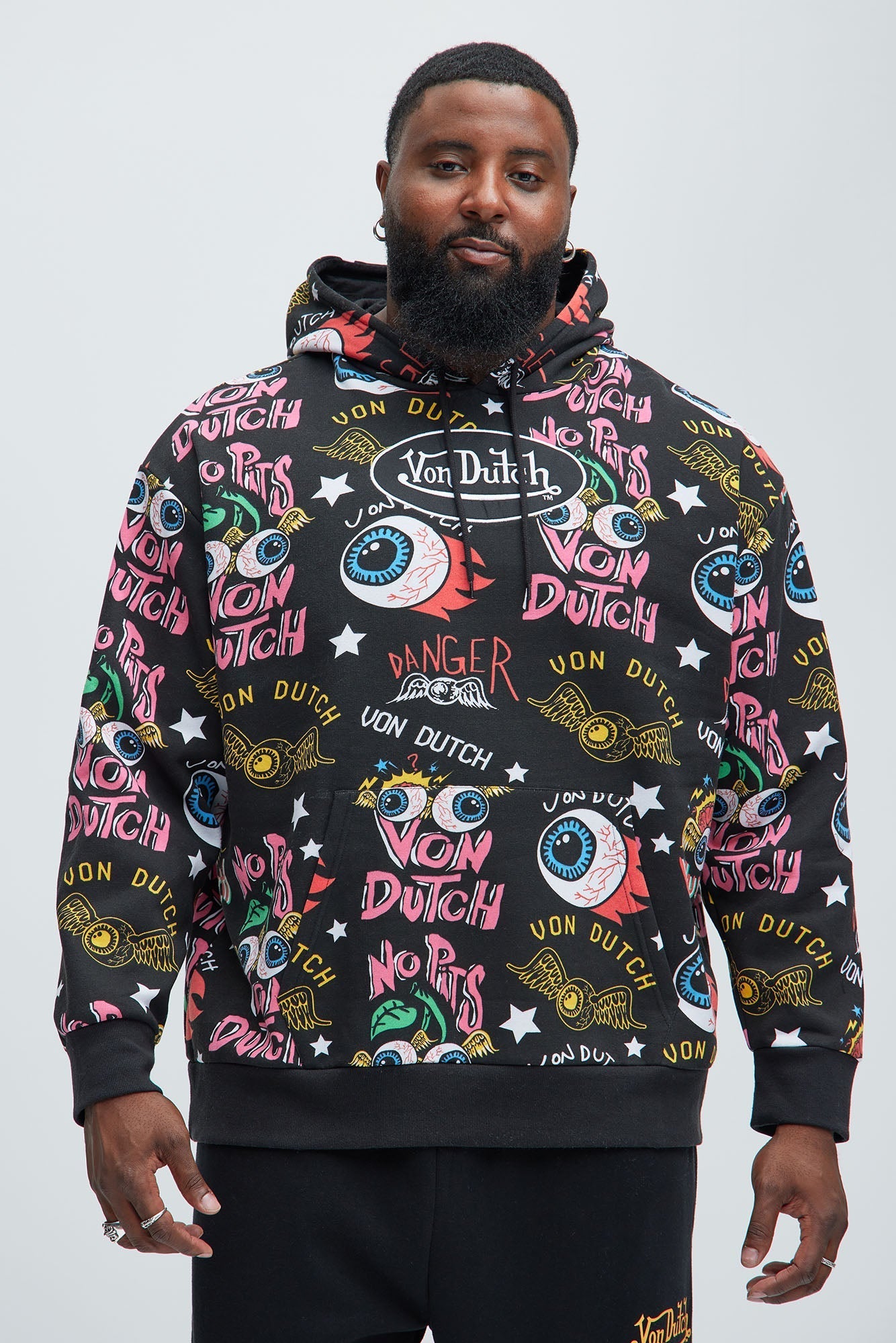 Von Dutch All Over Print Hoodie - Black
