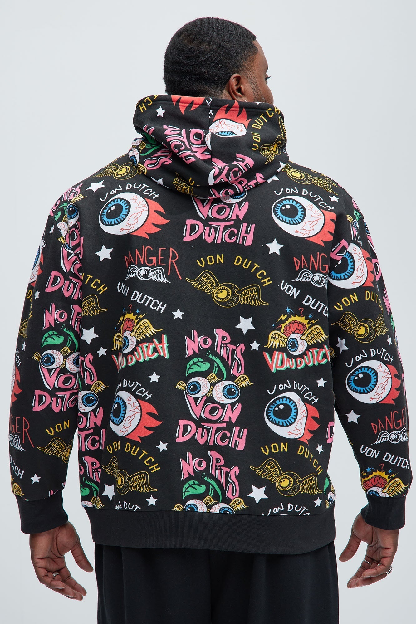 Von Dutch All Over Print Hoodie - Black