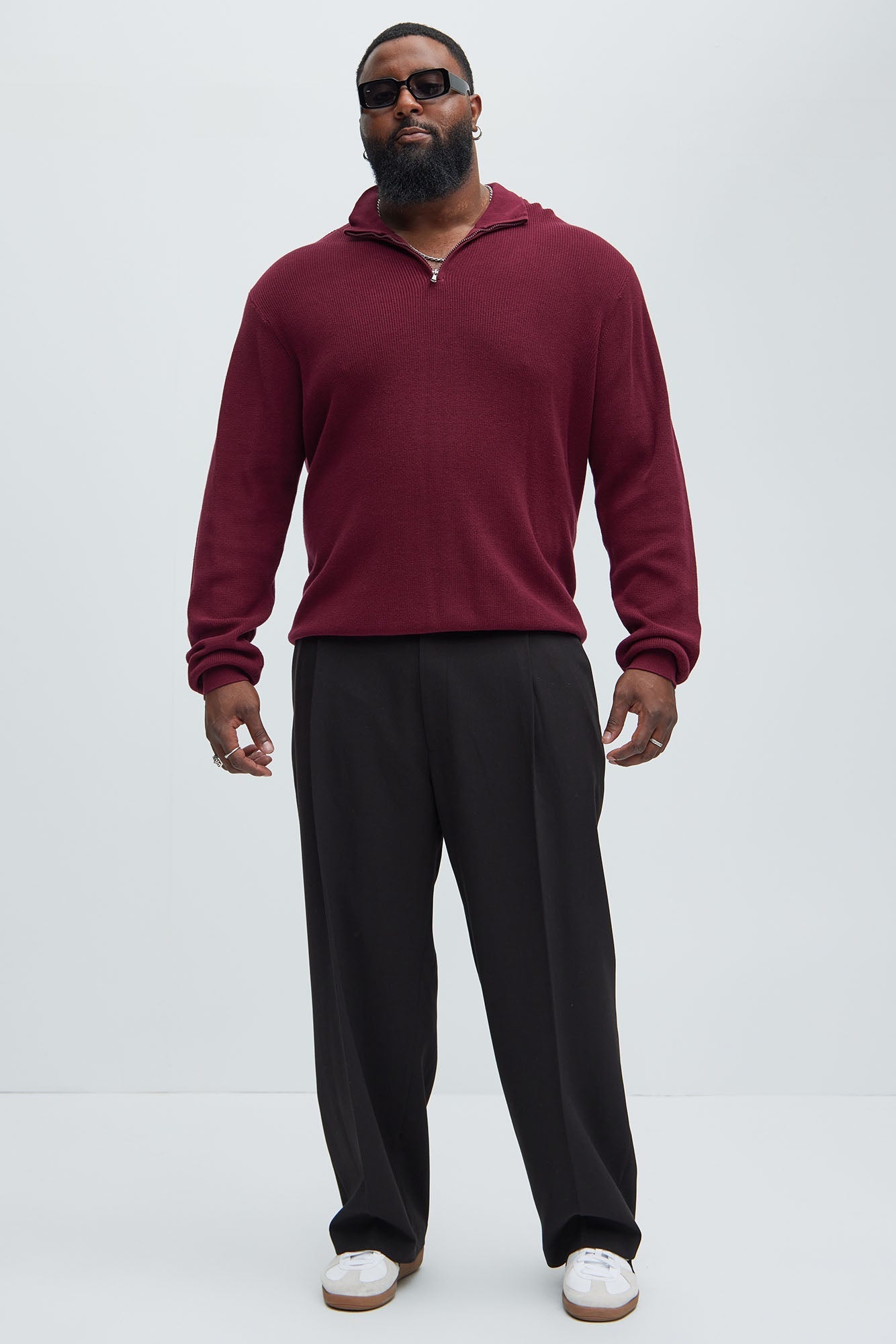 Shawn Quarter Zip Sweater - Red