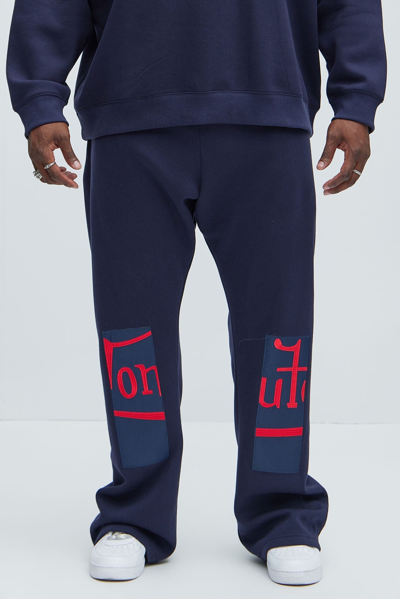 Von Dutch Split Flared Sweatpants - Navy