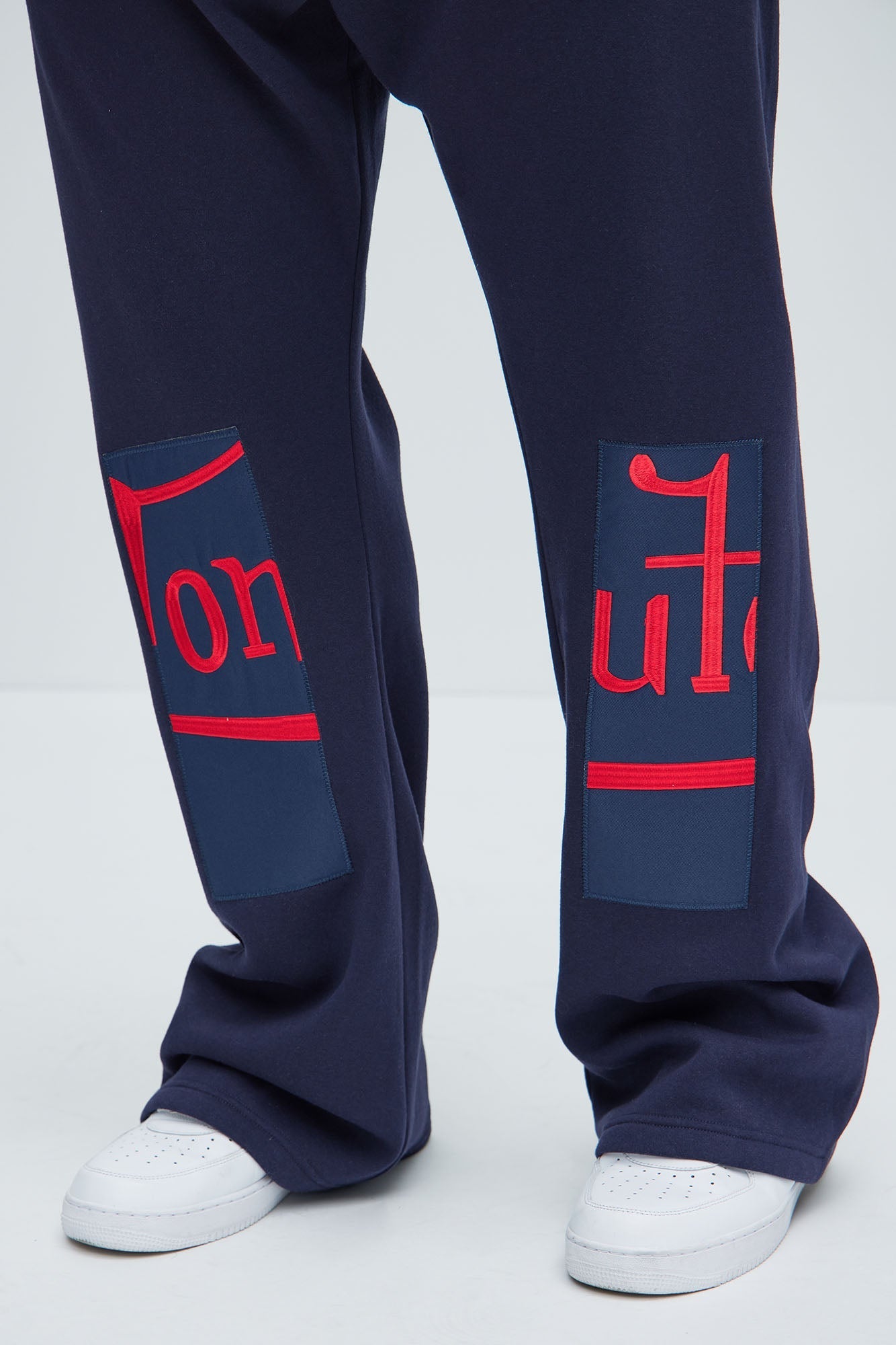Von Dutch Split Flared Sweatpants - Navy