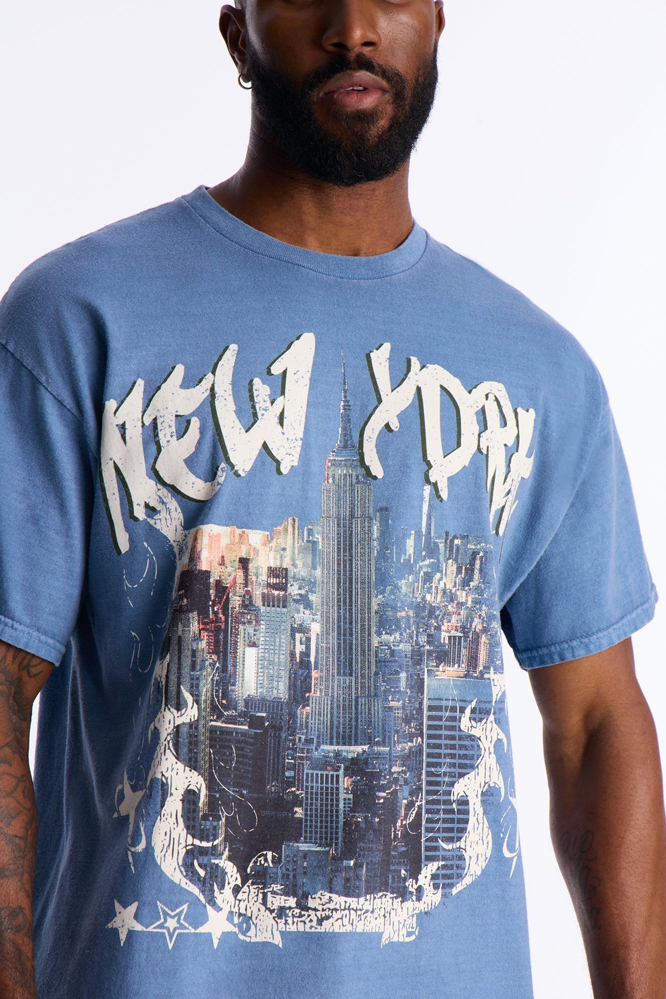 New York Skyscrapers Oversized Short Sleeve Tee - Indigo