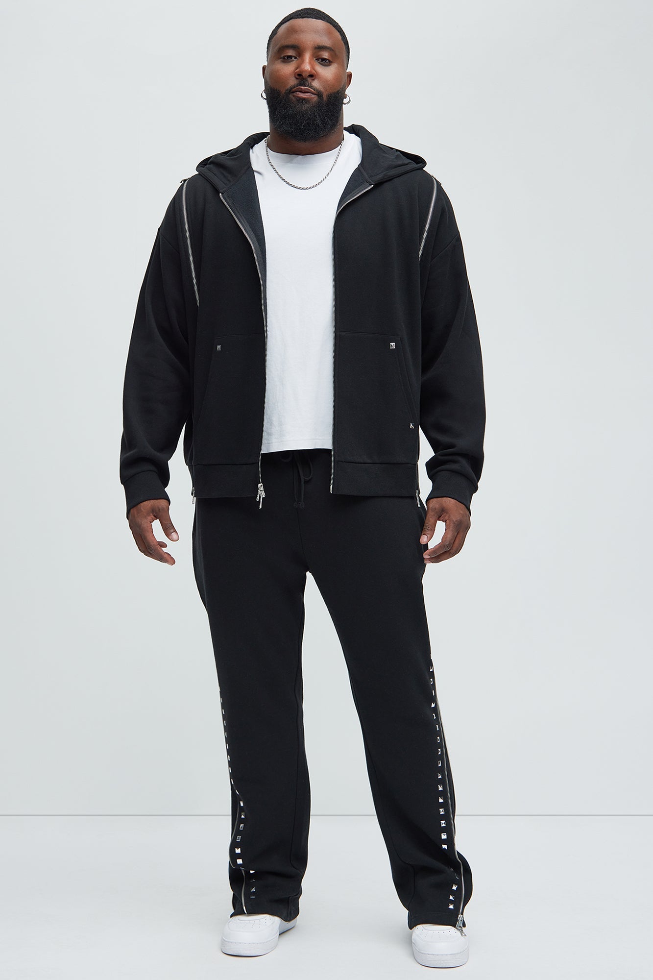 Tyson Sleaze Studded Skinny Flare Sweatpants - Black