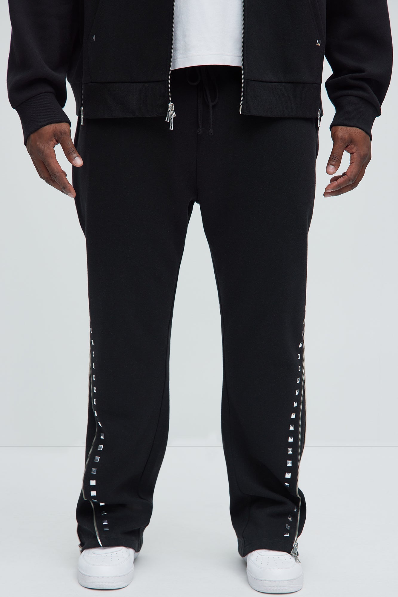 Tyson Sleaze Studded Skinny Flare Sweatpants - Black