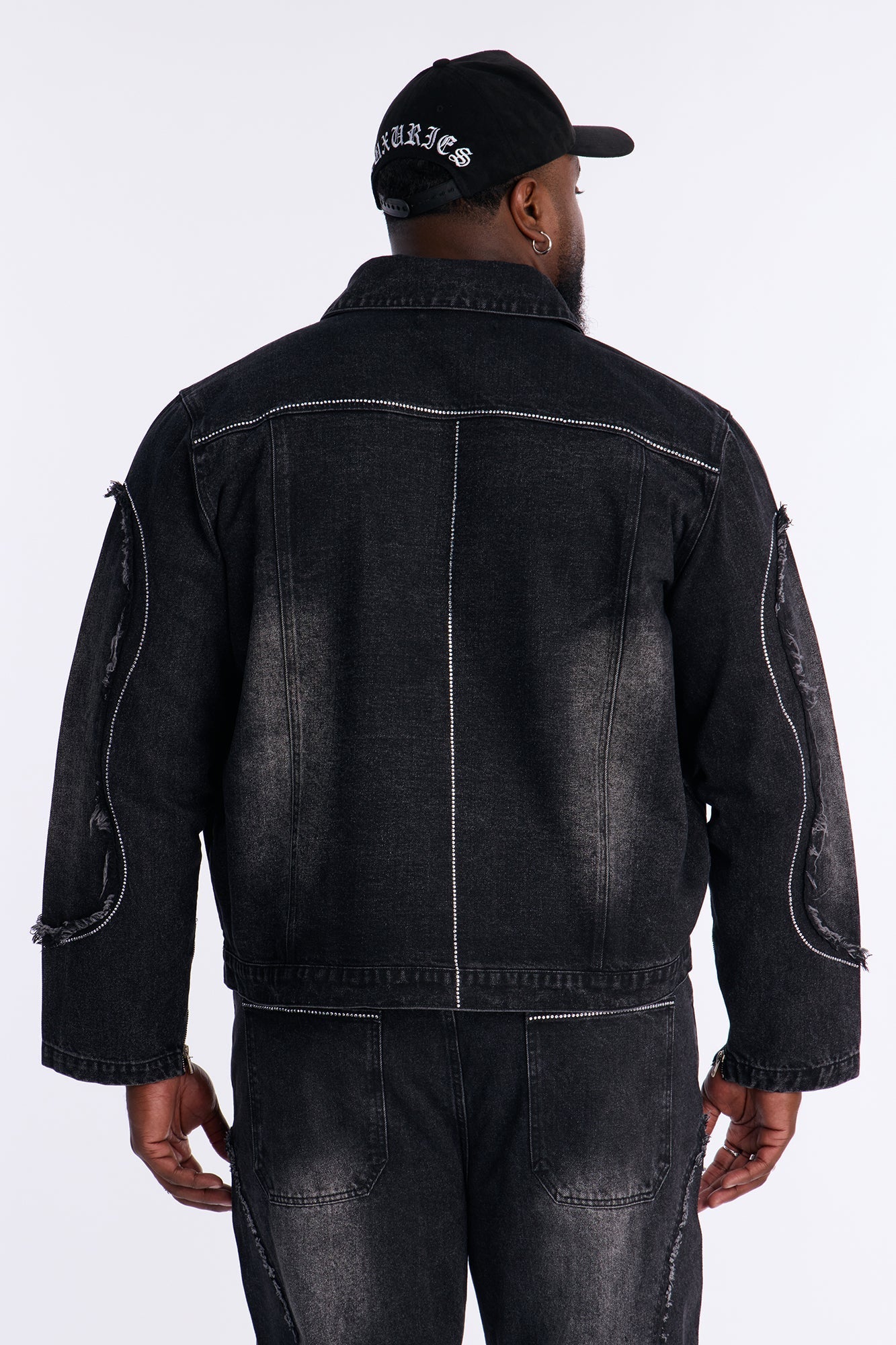 Moto Been Down Jeweled Denim Jacket - Black Wash