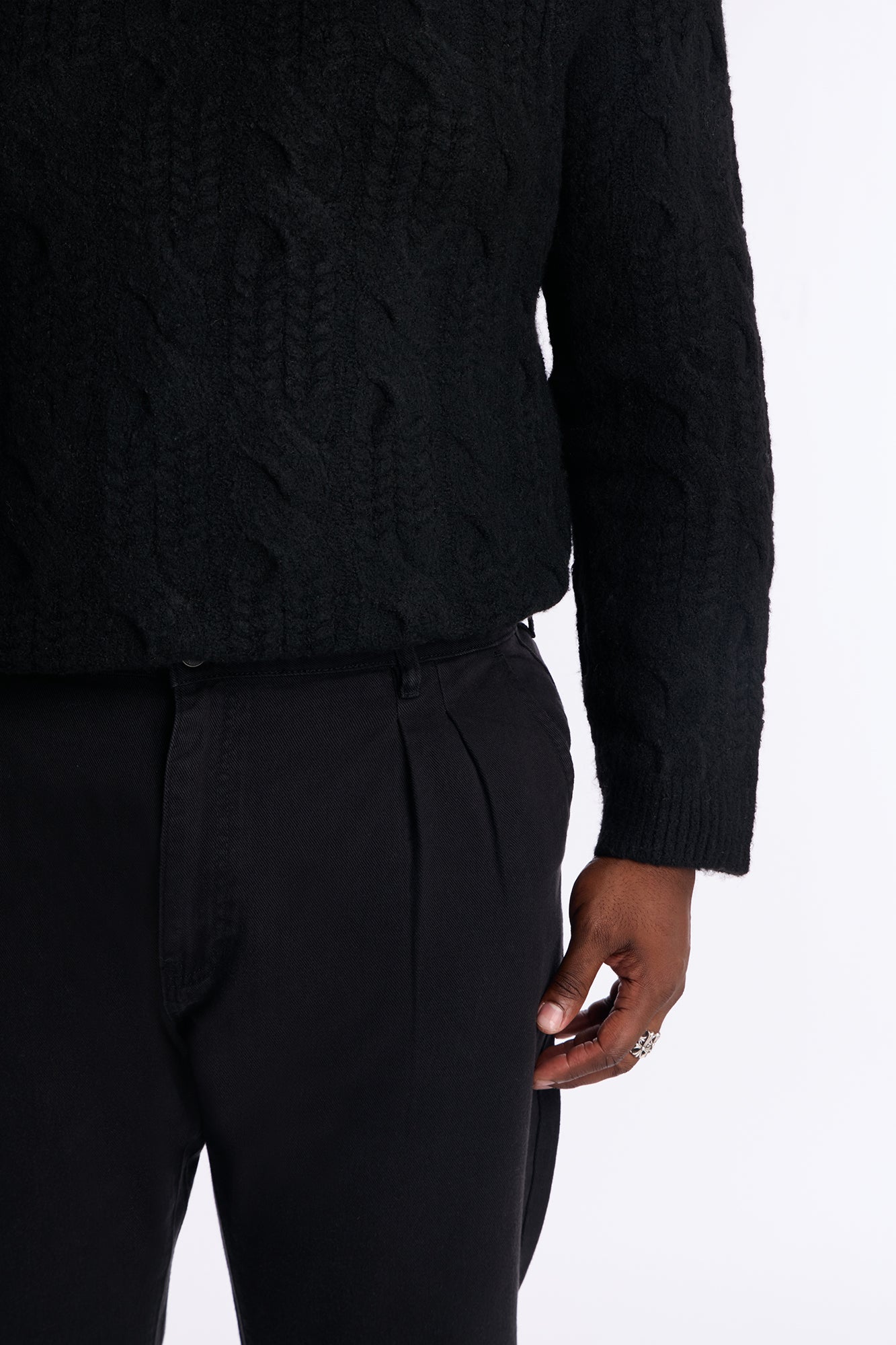 Straight Be Pleated Jean - Black
