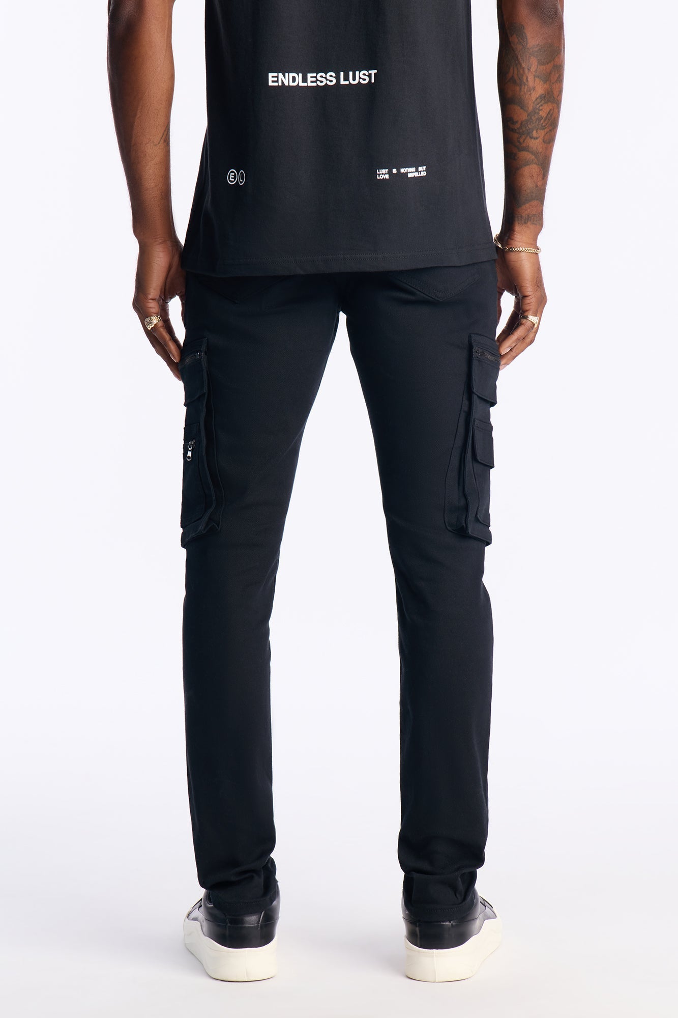 Stacked Skinny Take A Stroll Cargo Zipper Jean - Black