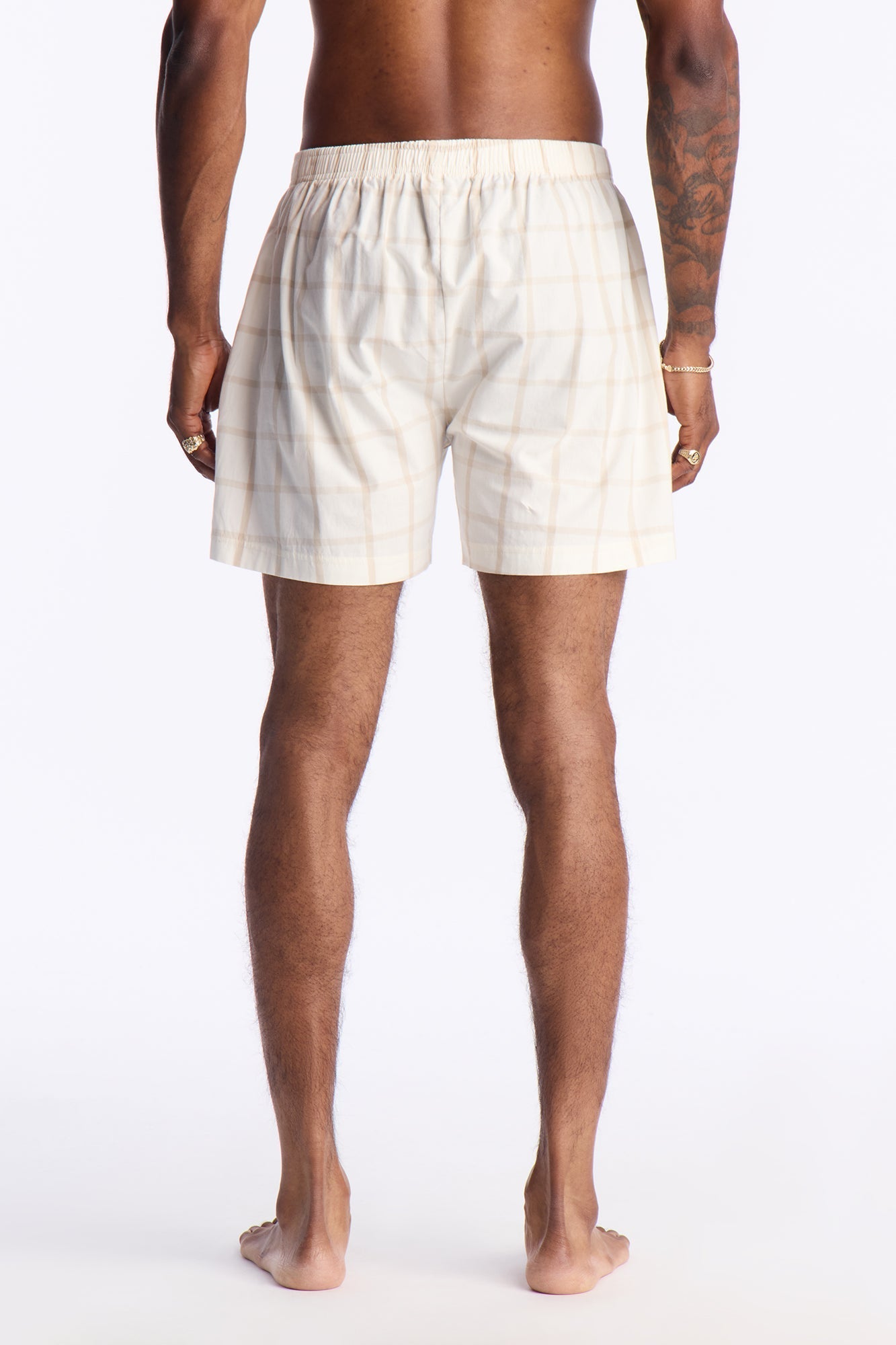 Subtle Plaid Cotton Boxer - Beige