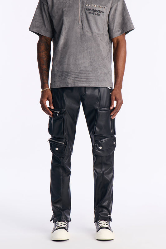 Skinny Black Out Multi Pocket Hardware Pant - Black