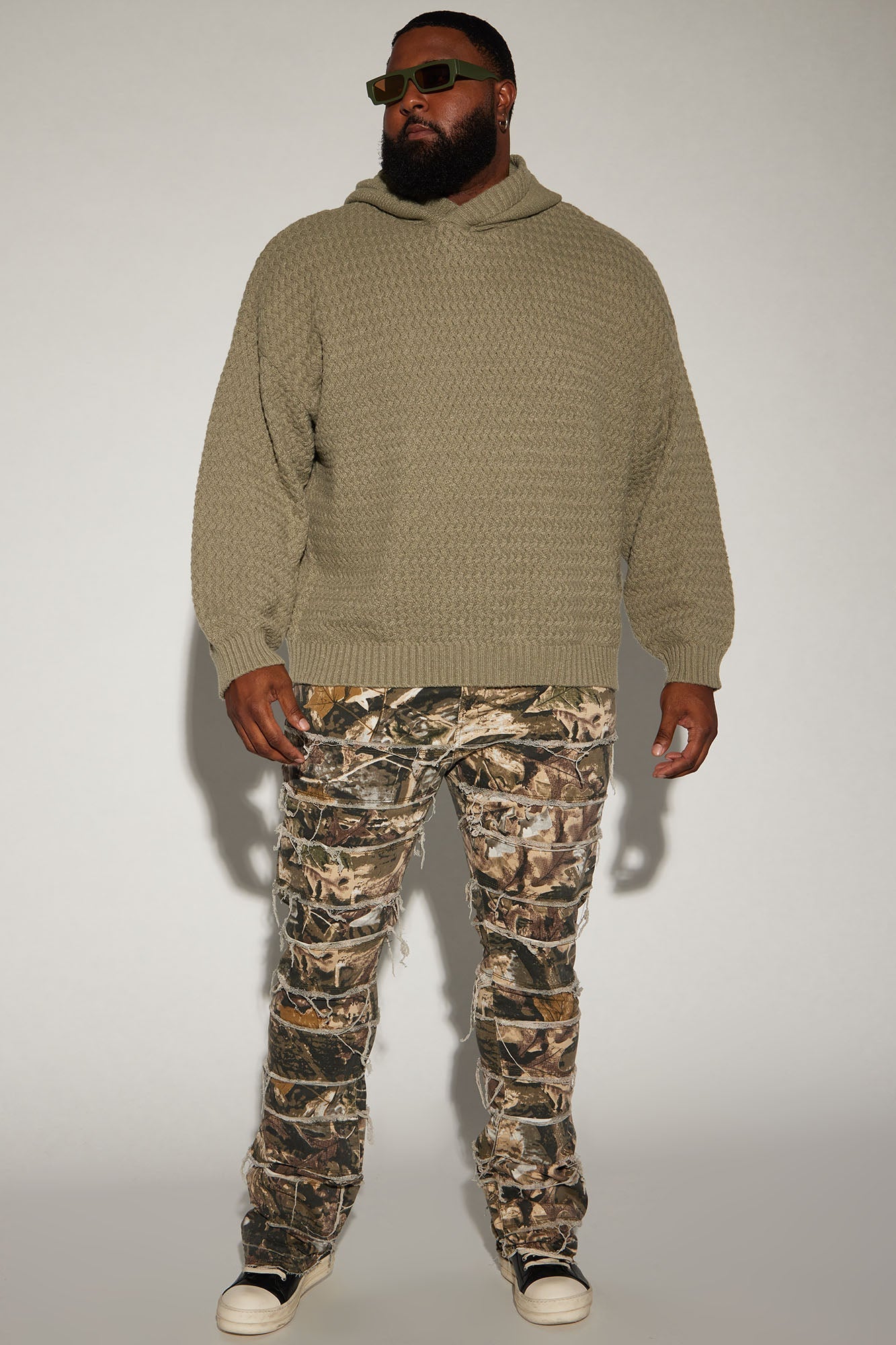 All Around Fray Stacked Skinny Flare Pants - Brown/combo
