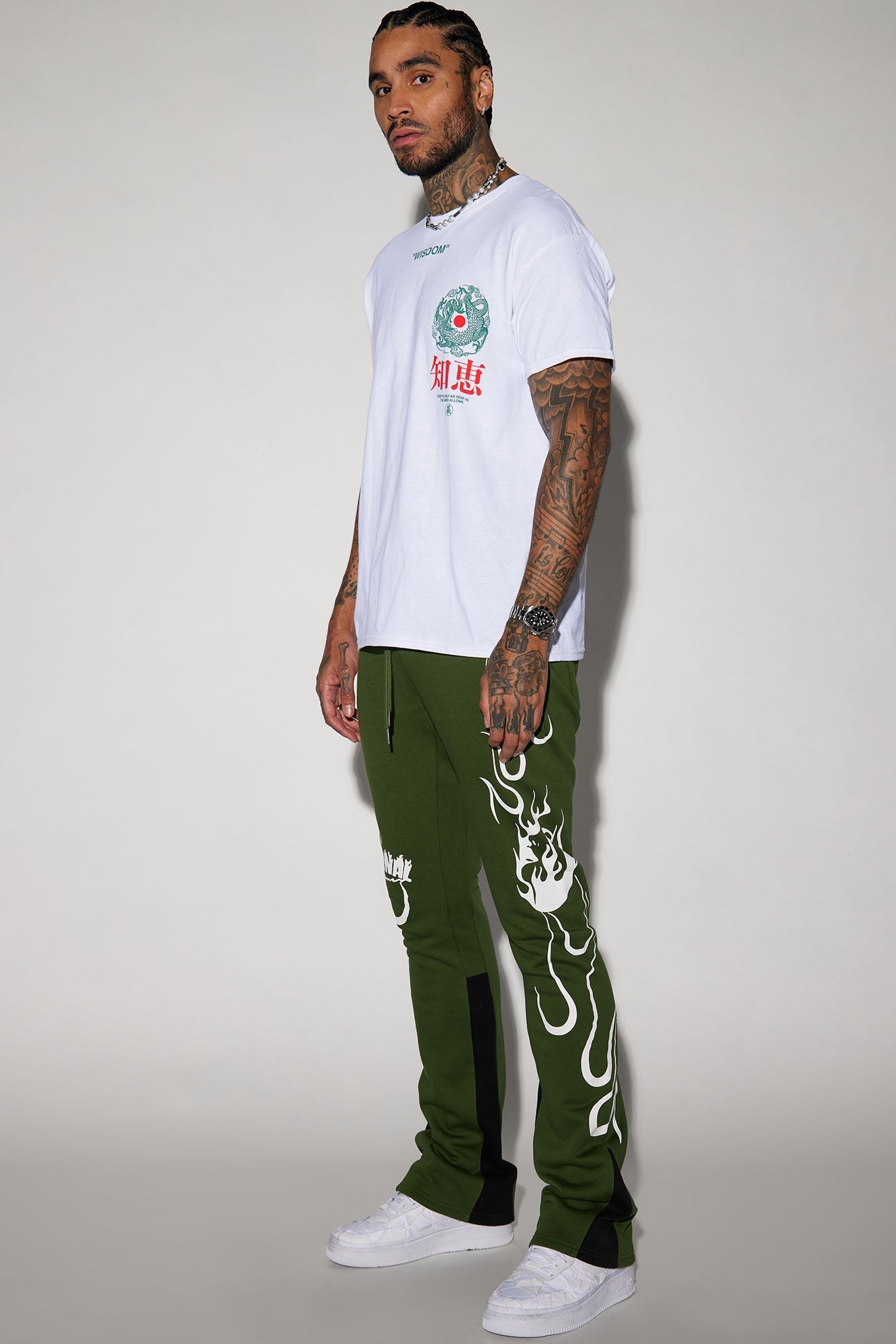 Eternal Flame Flared Sweatpants - Olive