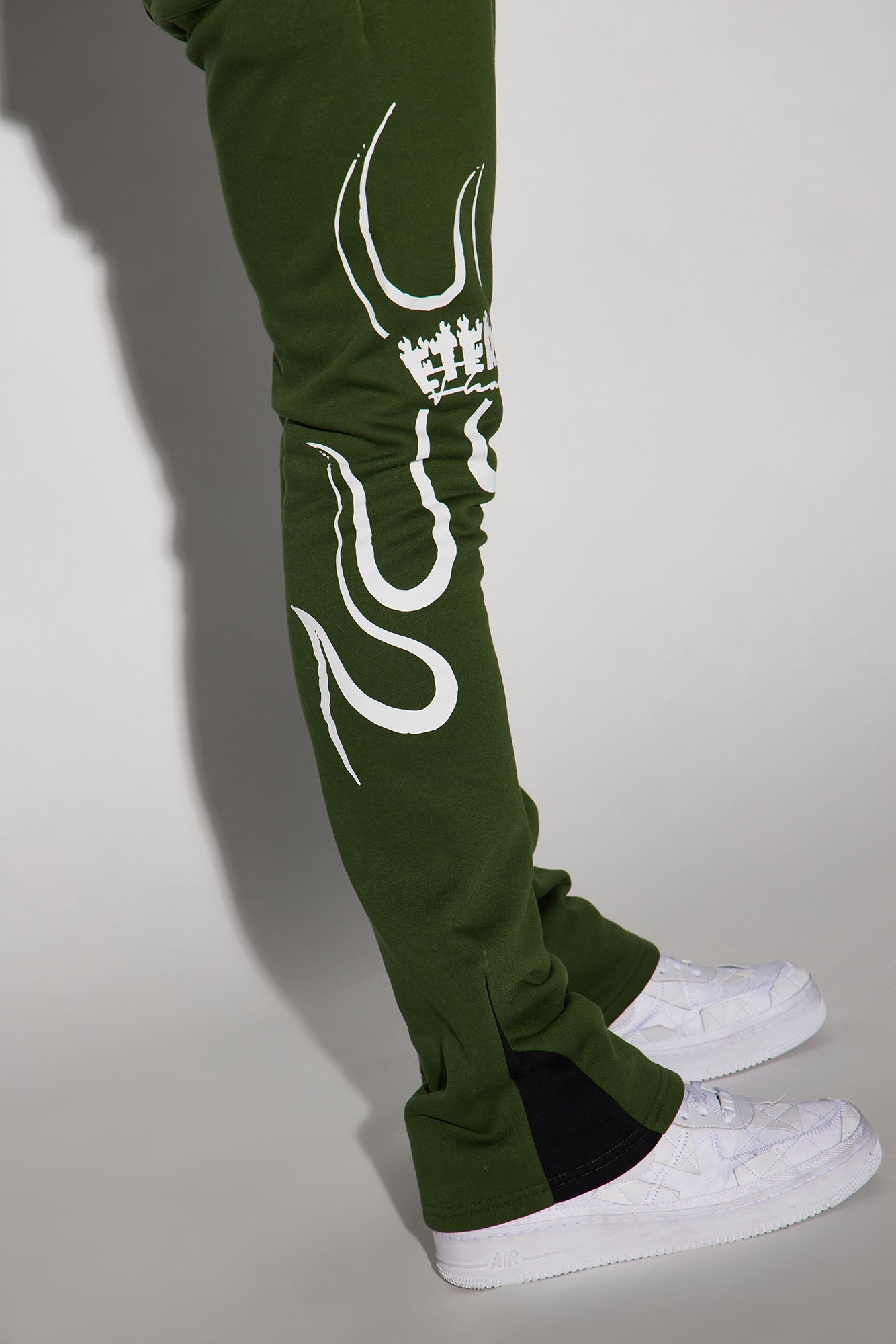 Eternal Flame Flared Sweatpants - Olive