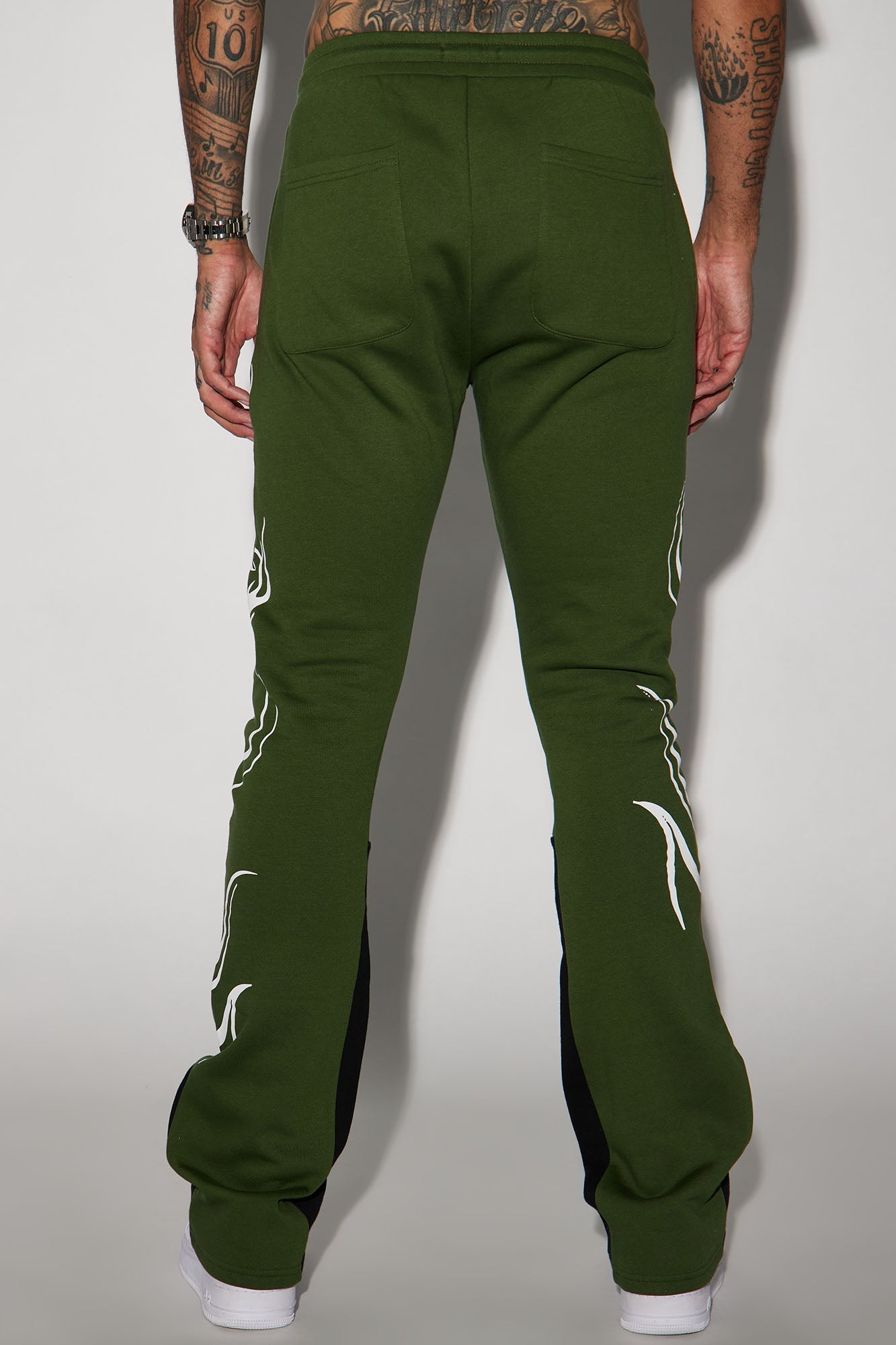 Eternal Flame Flared Sweatpants - Olive