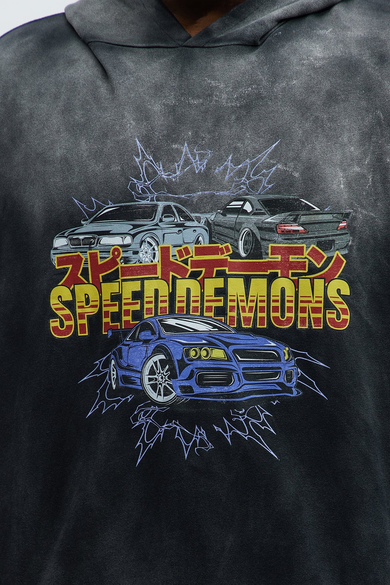 Tyson Speed Demons Boxy Hoodie - Black Wash