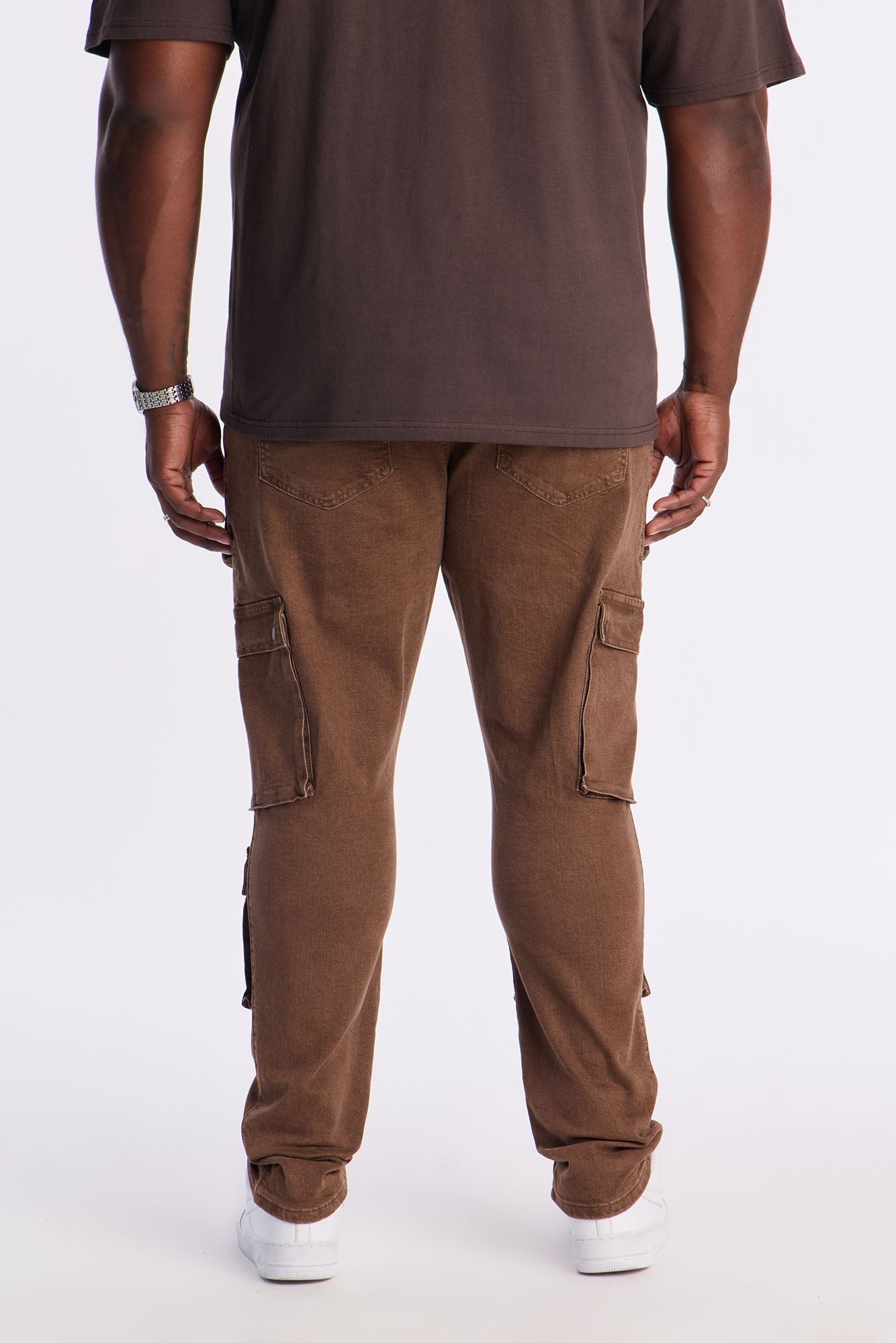 Stacked Skinny Back To Back Cargo Jean - Brown