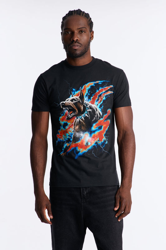 Doberman Rage Short Sleeve Tee - Black Wash