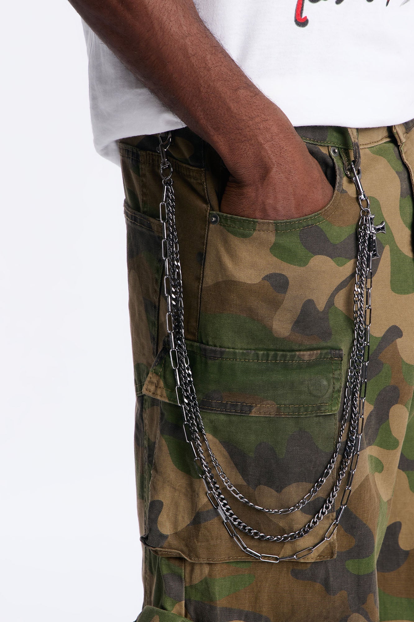 Bones And All Layered Pendant Pant Chain - Gunmetal