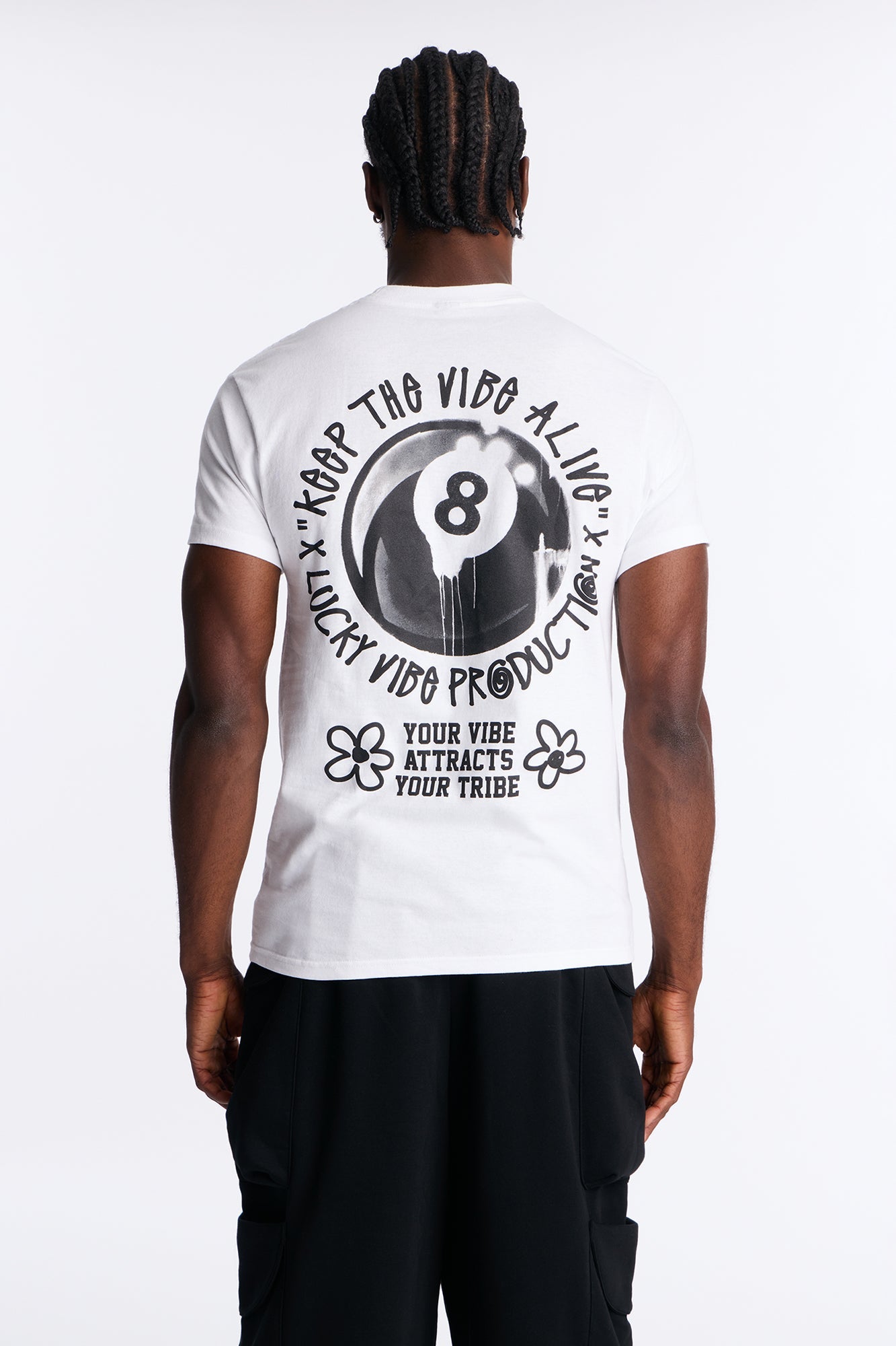 Eight Black Ball Short Sleeve Tee - White